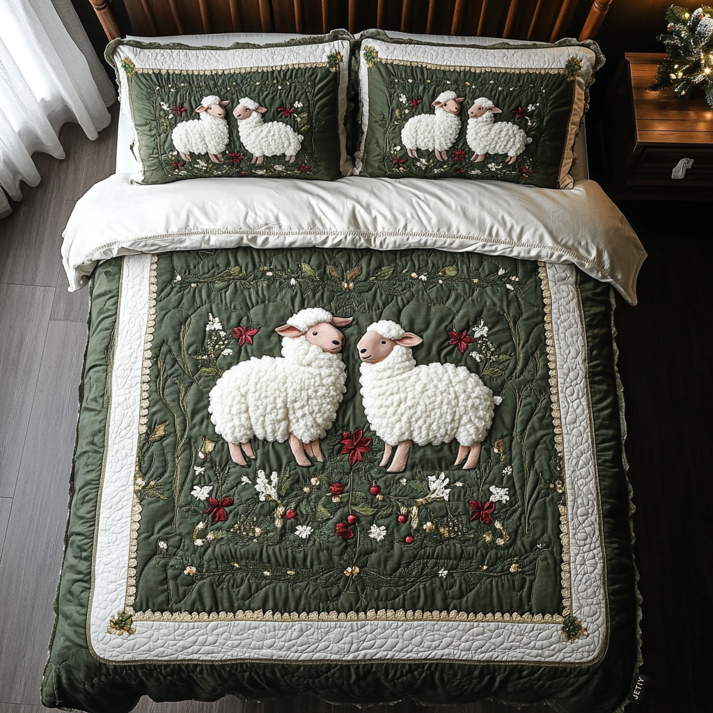 Shepherd Dream Quilted Bedding Set Bedspread Set Gifts For A Sheep Farmer