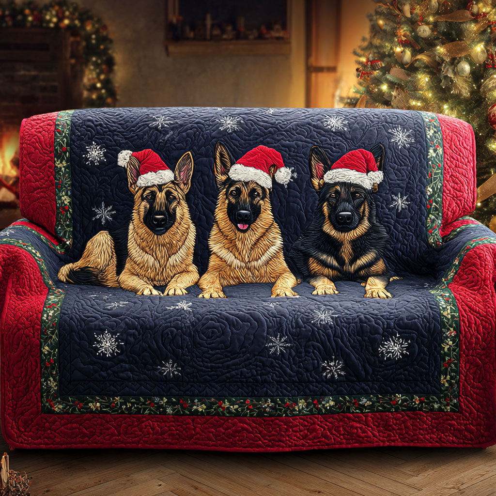 Shepherd Snow Parade Quilted Sofa Cover Furniture Covers For Sofas Gifts For German Shepherds
