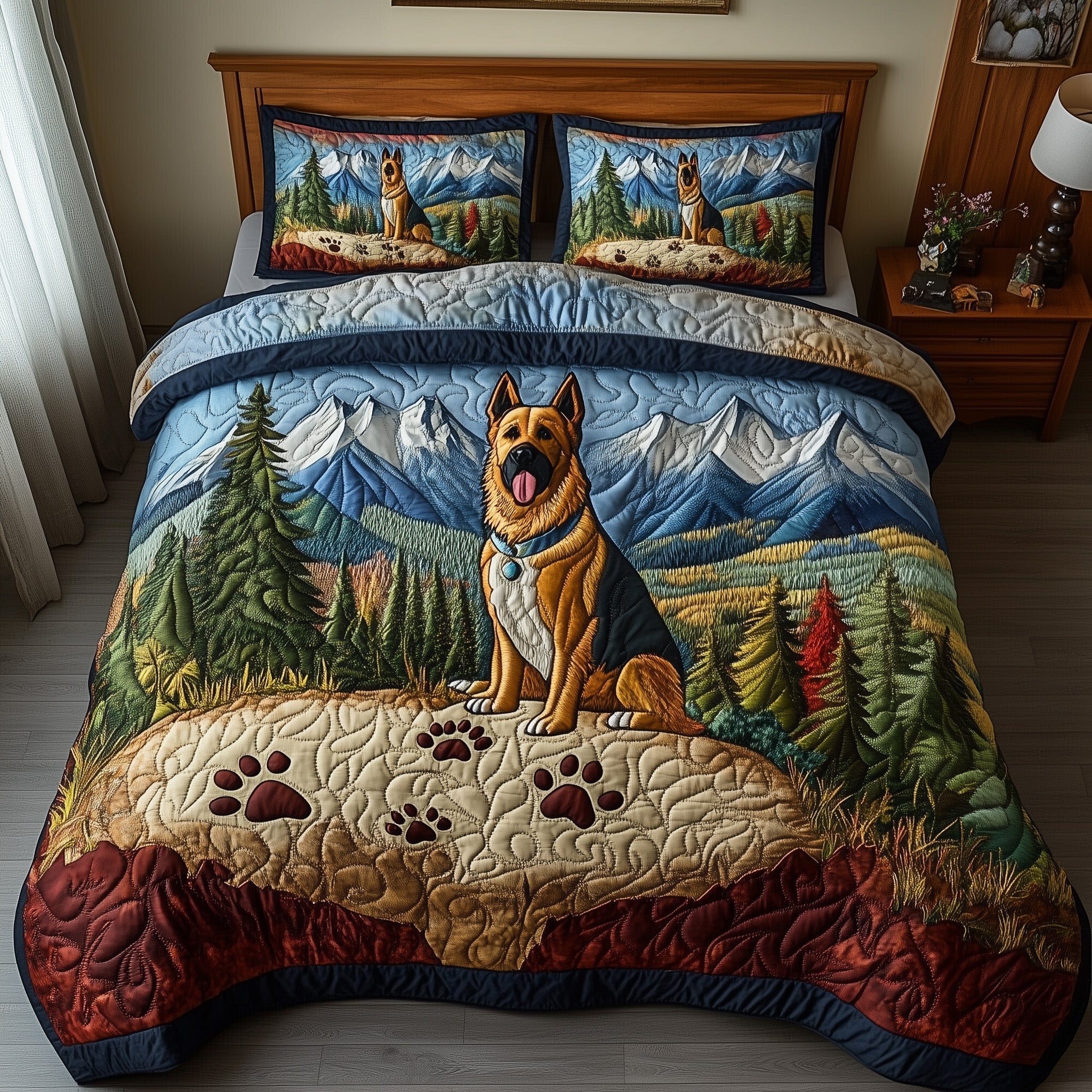 Shepherd Trail Journey Quilted Bedding Set Comforter And Sheet Sets Gifts For New Dog Owners