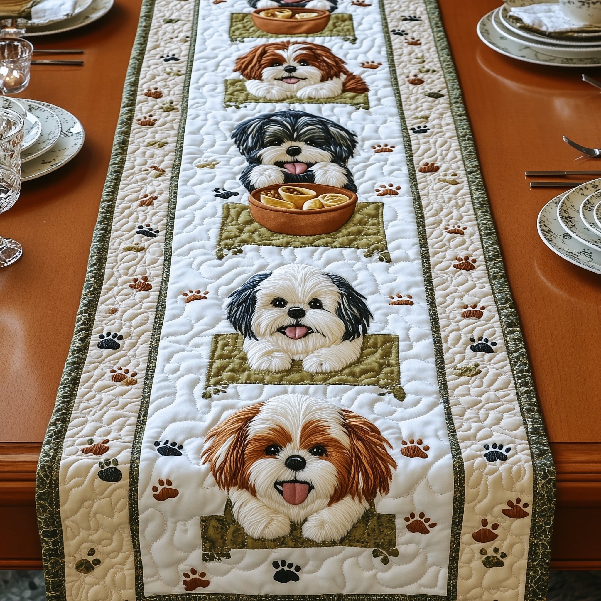 Shih Tzu Quilted Table Runner Dining Room Table Decor Ideas Gifts For Shih Tzu Lovers