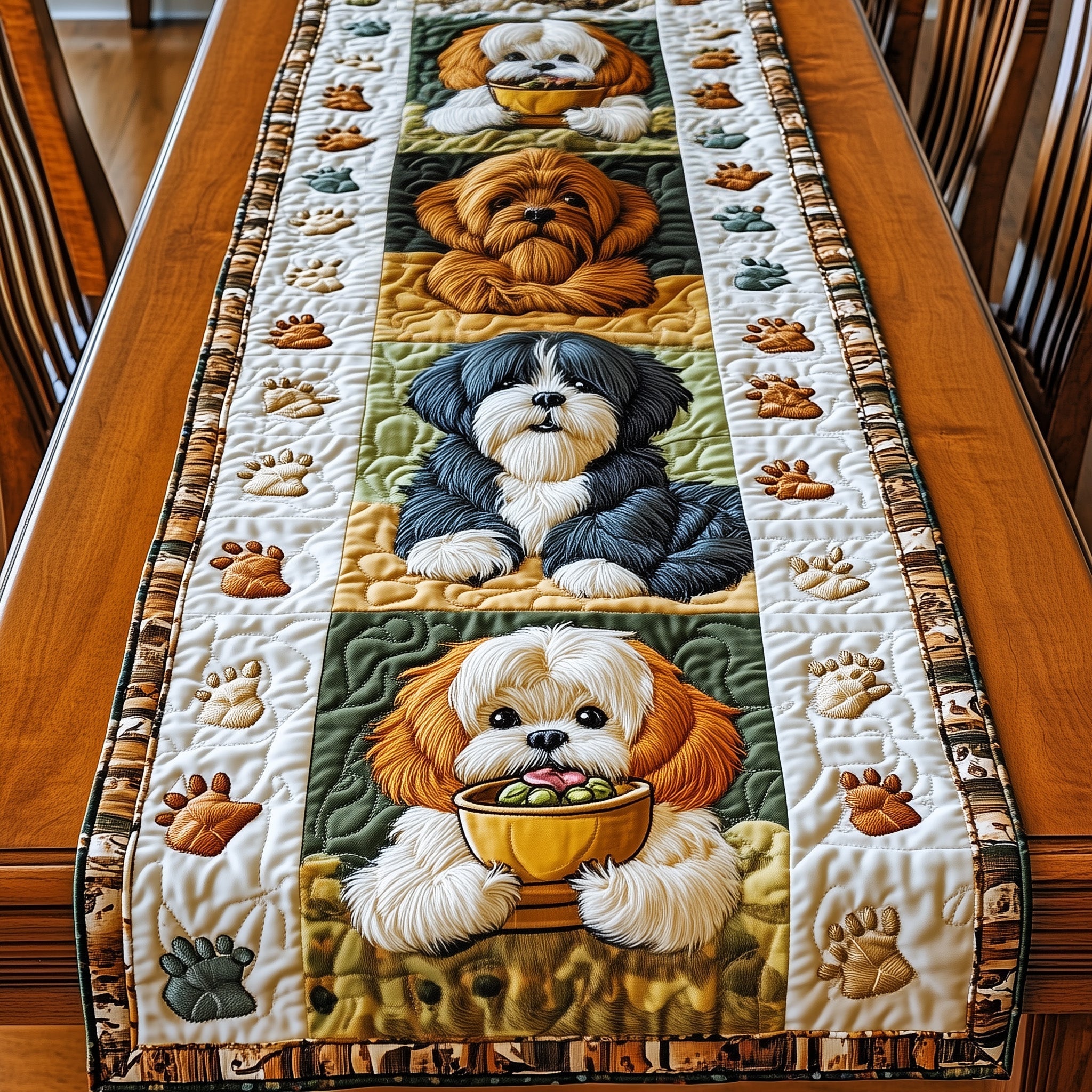 Shih Tzu Quilted Table Runner Dining Room Table Decor Shih Tzu Owner Gifts