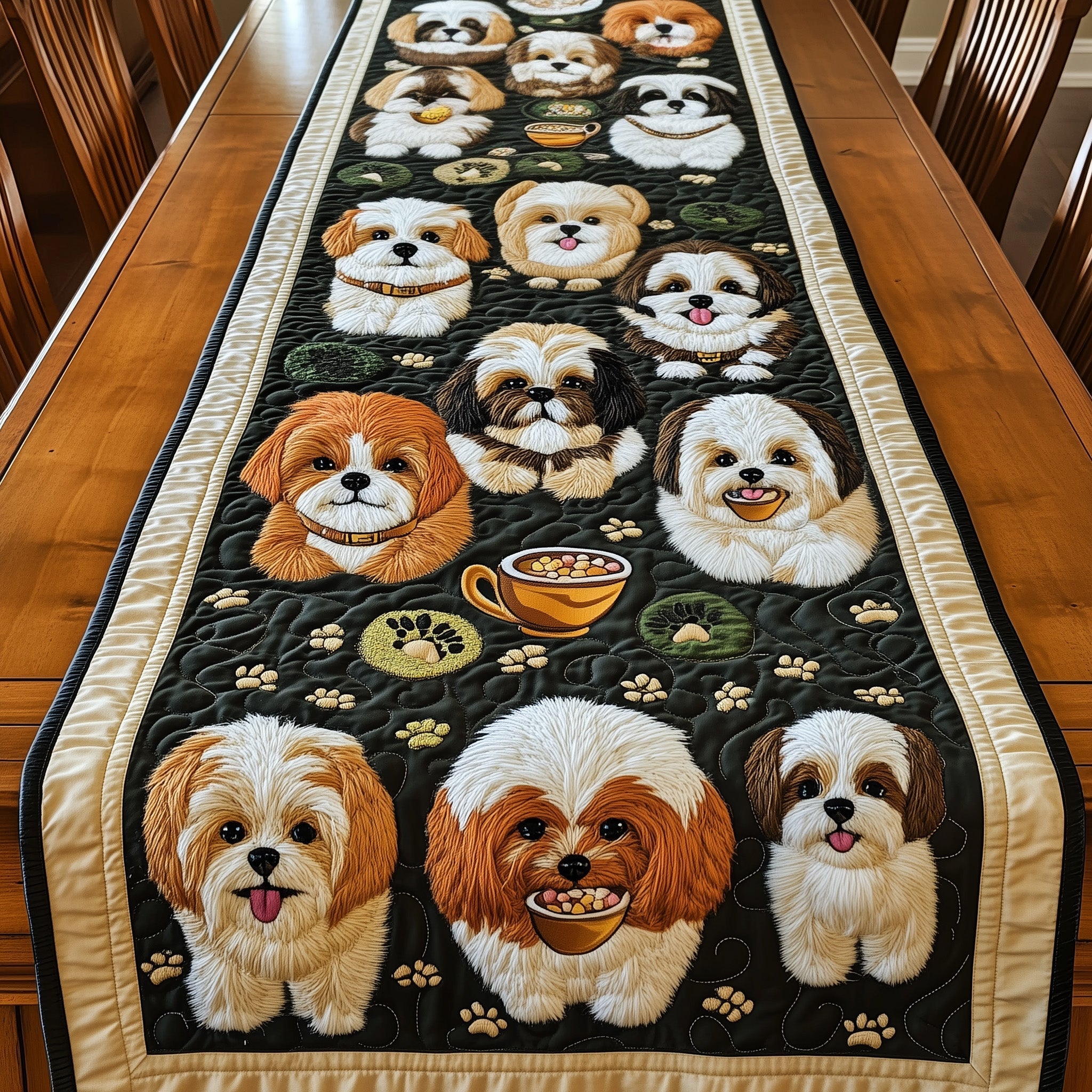 Shih Tzu Quilted Table Runner Dining Table Decor Ideas Gifts For Shih Tzu Lovers