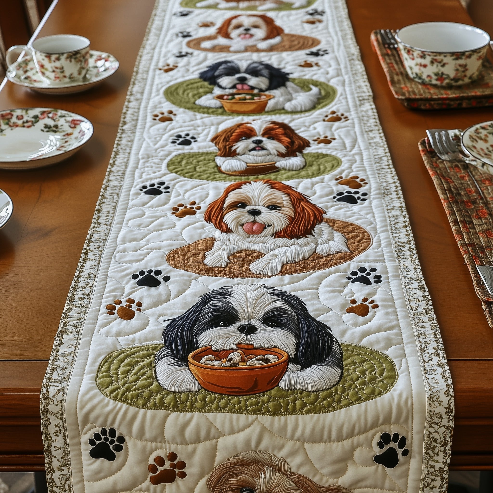 Shih Tzu Quilted Table Runner Dining Table Decor Shih Tzu Gifts For Dog Lovers