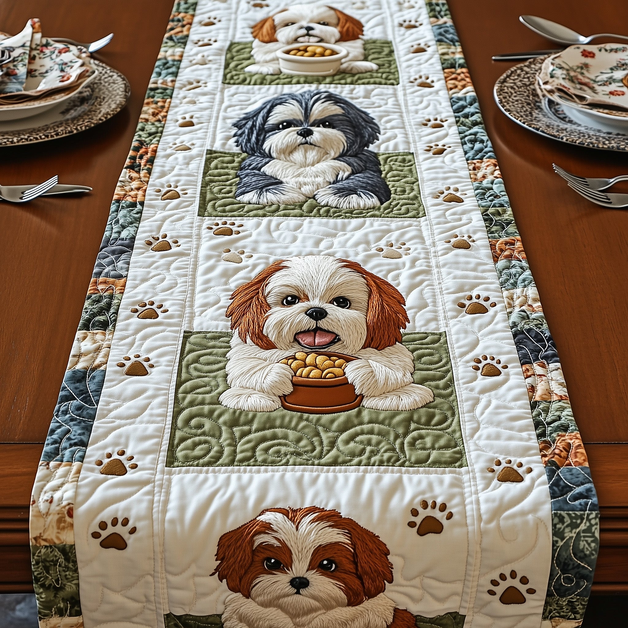 Shih Tzu Quilted Table Runner Dining Table Ideas Gift Ideas For Shih Tzu Lovers