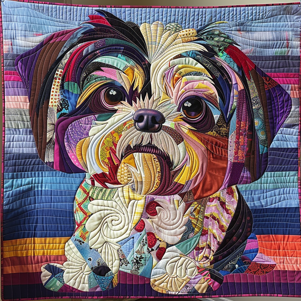 Shih Tzu Sparkle Quilted Blanket Cool Bedroom Decor Great Dog Christmas Gifts