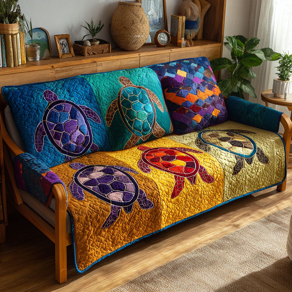 Shimmering Shell Quilted Sofa Cover Couch And Sofa Covers Cute Turtle Themed Gifts