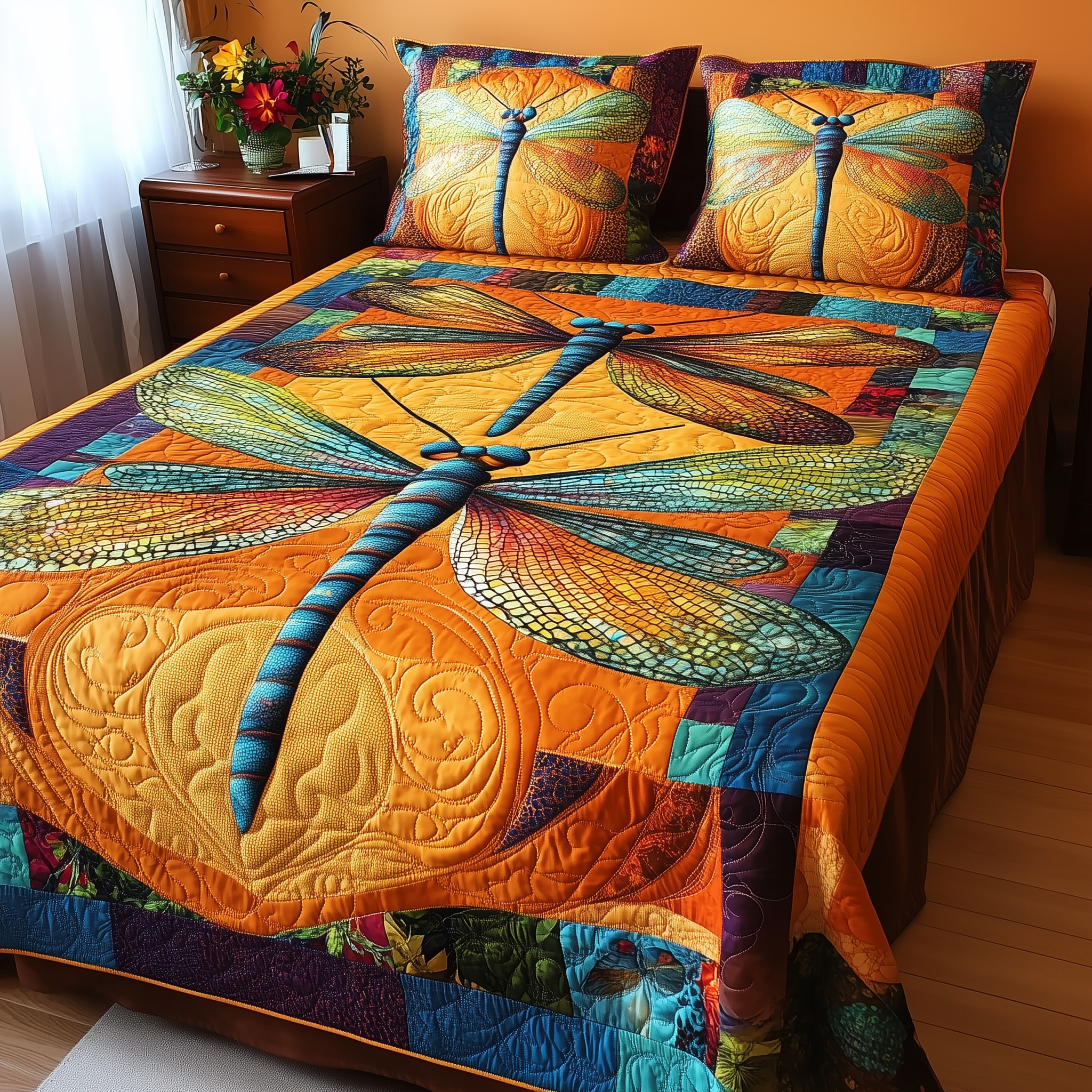 Shining Dragonfly Quilted Bedding Set Best Bedding Sets Unique Dragonfly Gifts