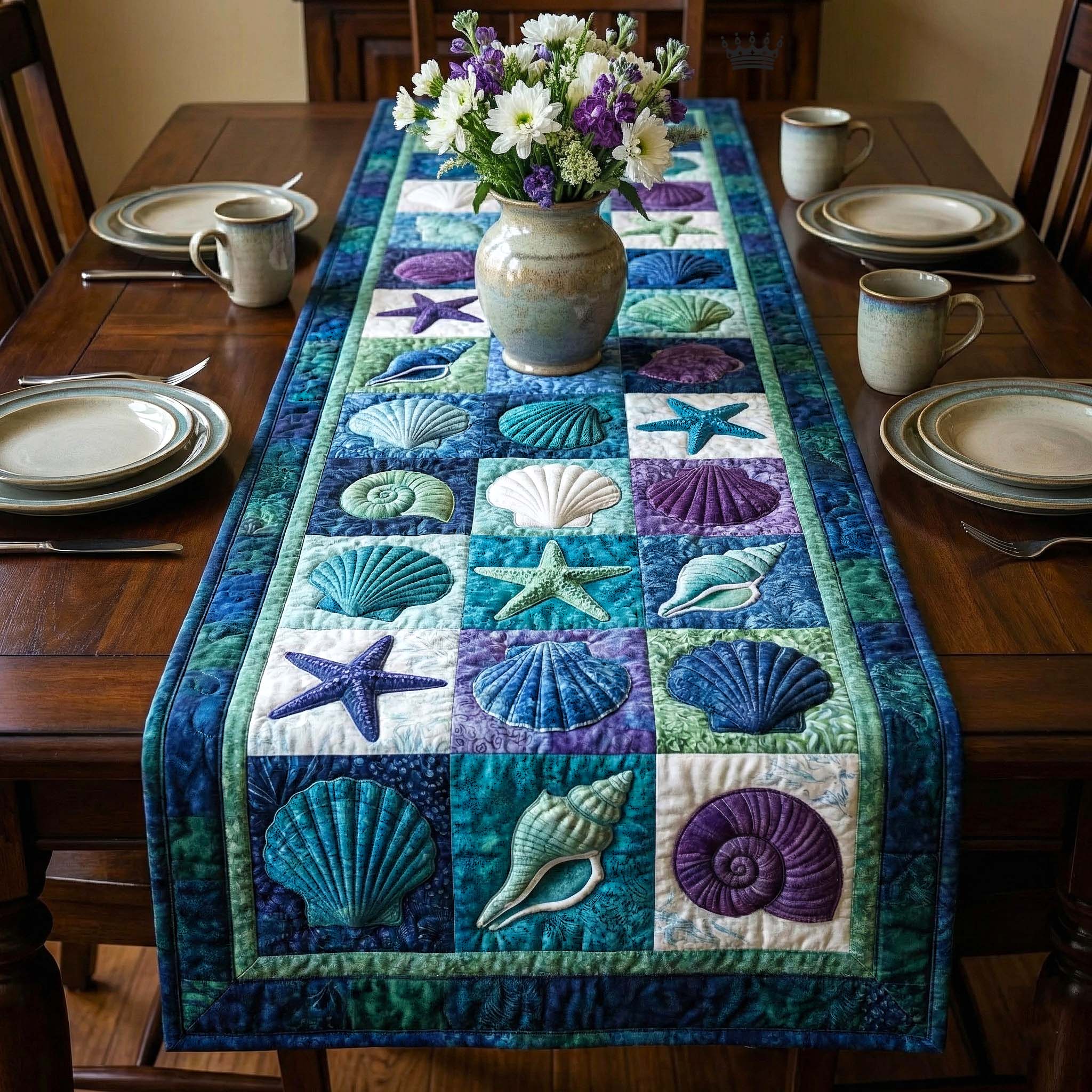 Shoreline Gems Quilted Table Runner Beach Table Runner Best Gifts For Beach Lovers
