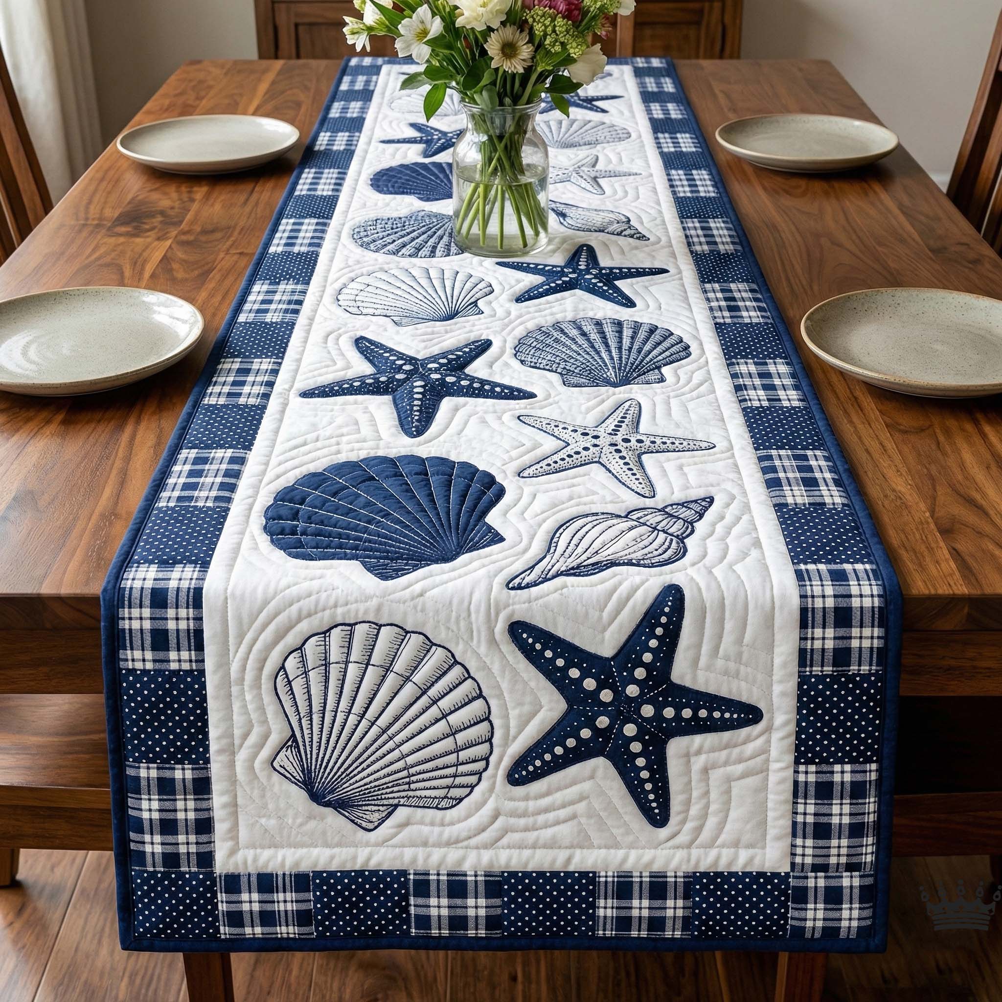Shoreline Gems Quilted Table Runner Coastal Table Runner Summer Beach Gifts