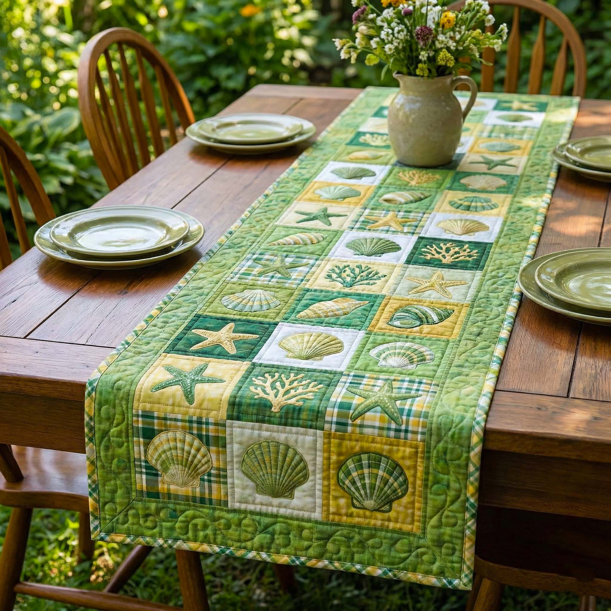 Shoreline Gems Quilted Table Runner Ocean Table Runner Beach Gifts For Friend