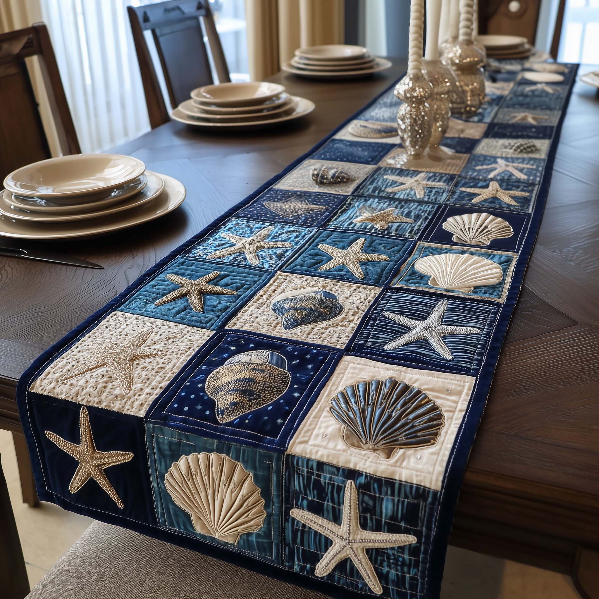 Shoreline Gems Quilted Table Runner Ocean Table Runner Best Gifts For Beach Lovers