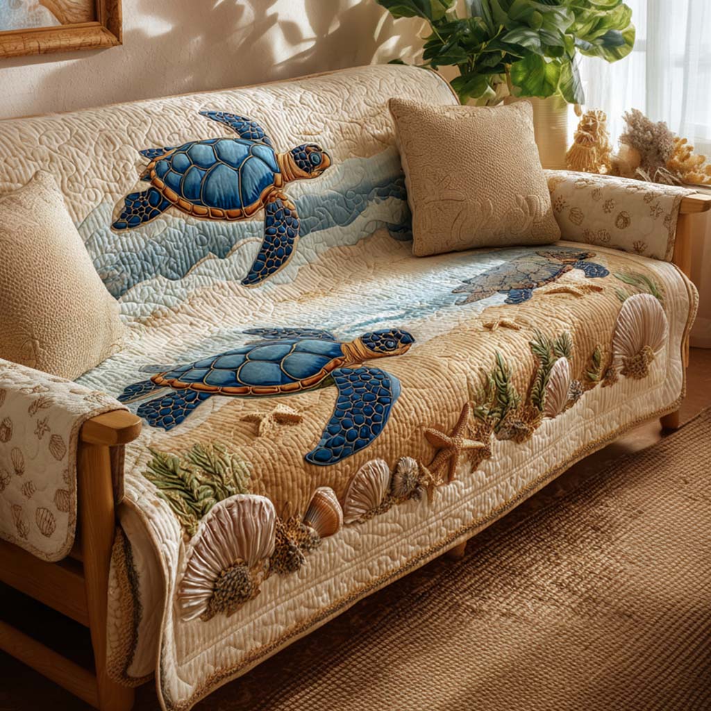 Shoreline Turtle Quilted Sofa Cover Best Sofa Slipcovers Beach Gifts For Men