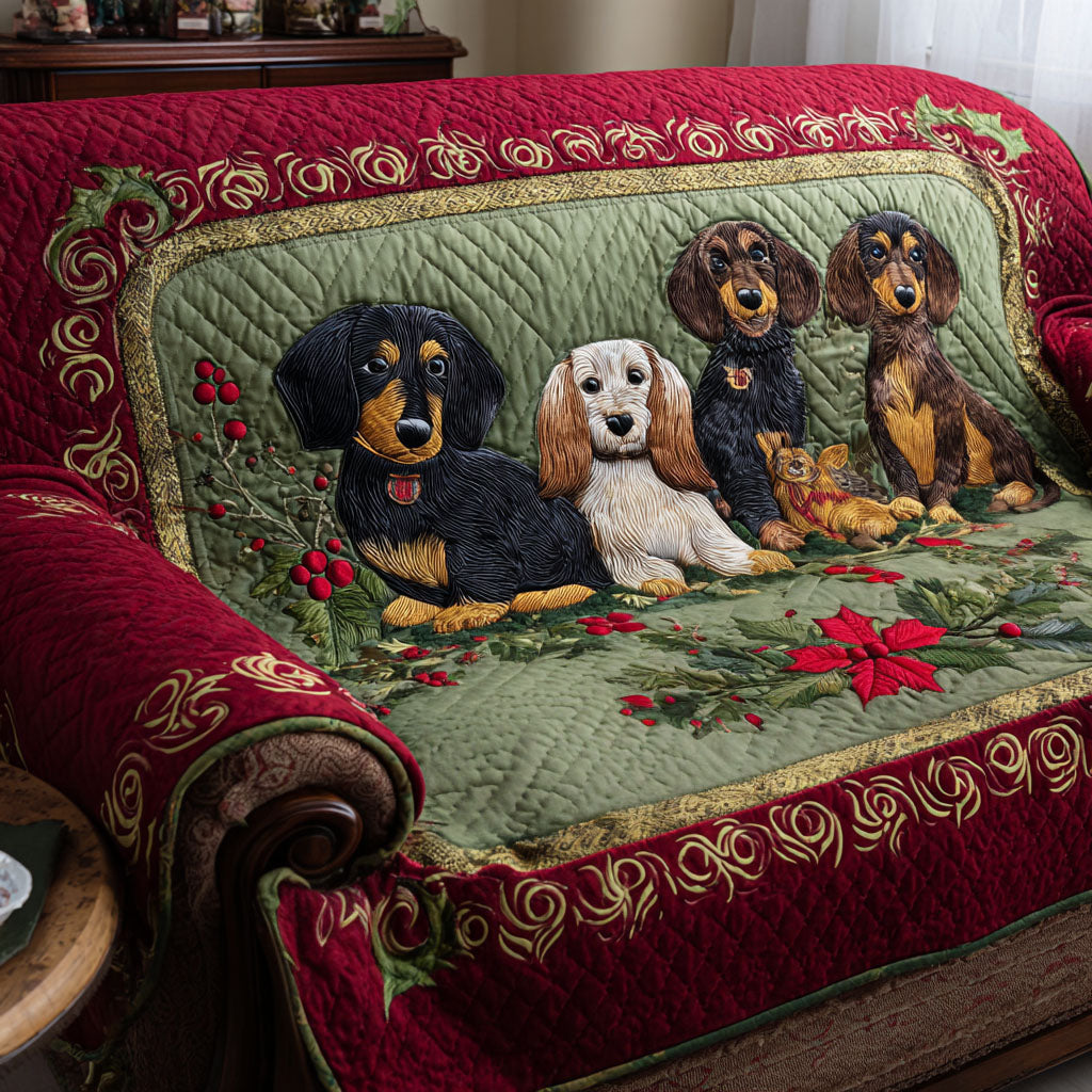 Short Legs Big Heart Quilted Sofa Cover Santa Sofa Cover Cool Gifts For Dog Lovers