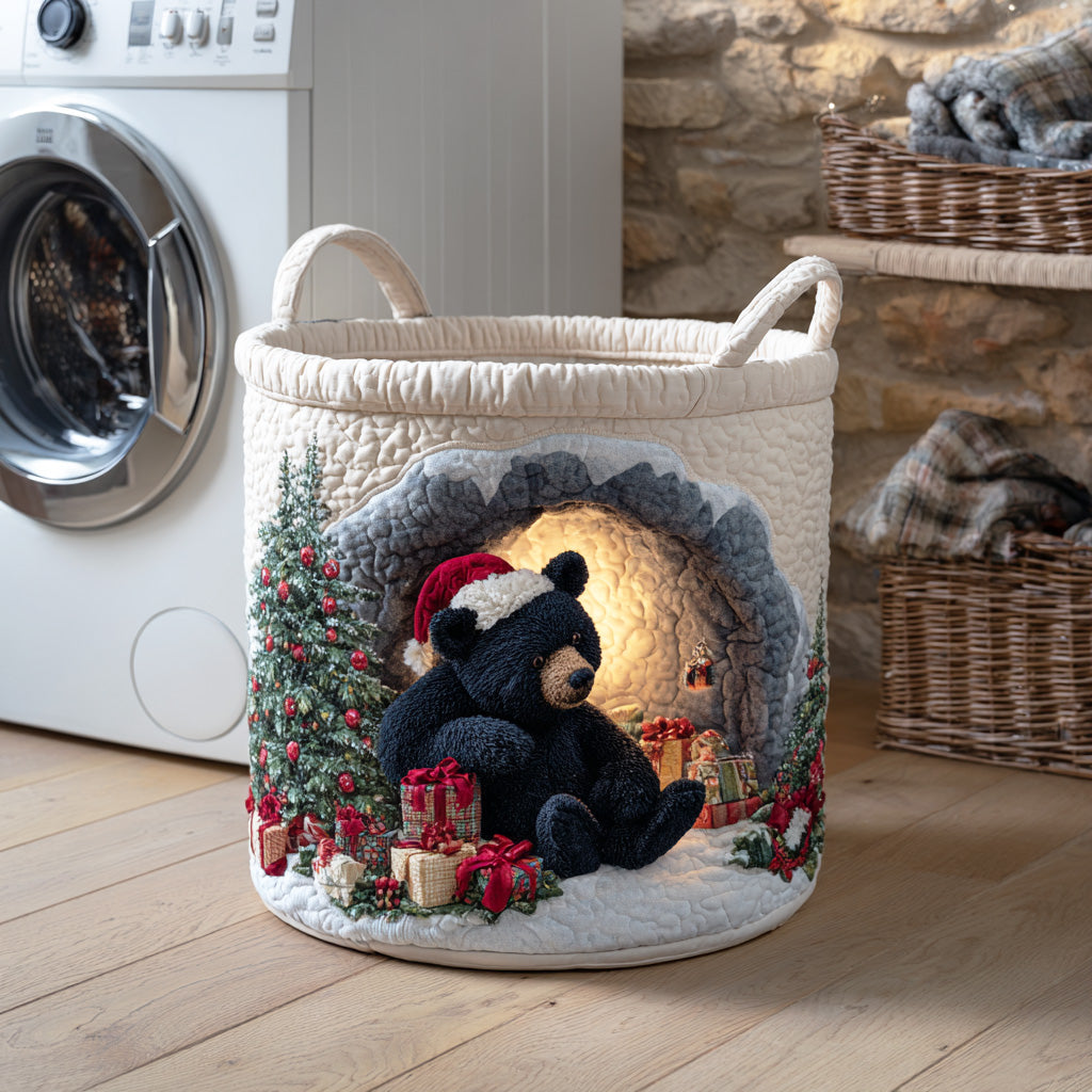 Silent Frost Bear Quilted Laundry Basket Unique Laundry Hamper Family Xmas Present Ideas