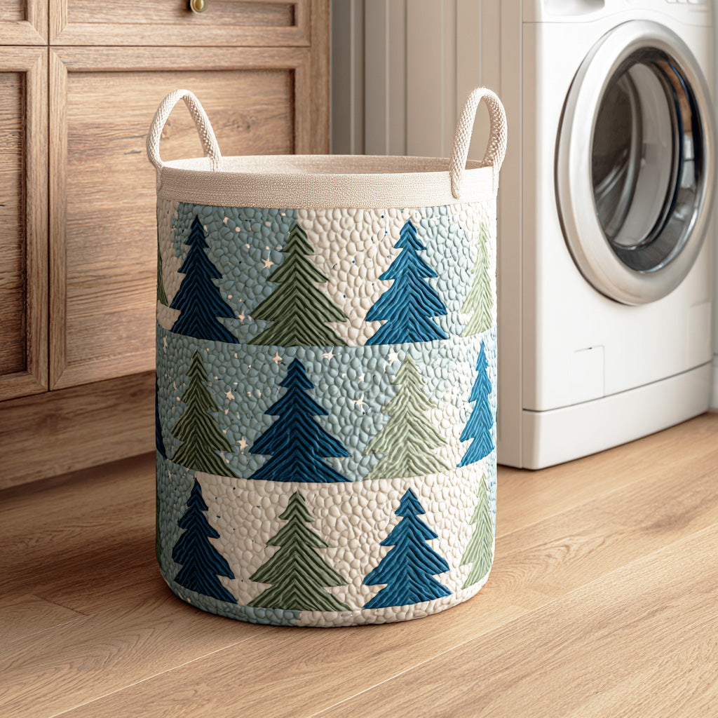 Silent Holiday Town Quilted Laundry Basket Unique Hampers Mother In Law Presents Christmas