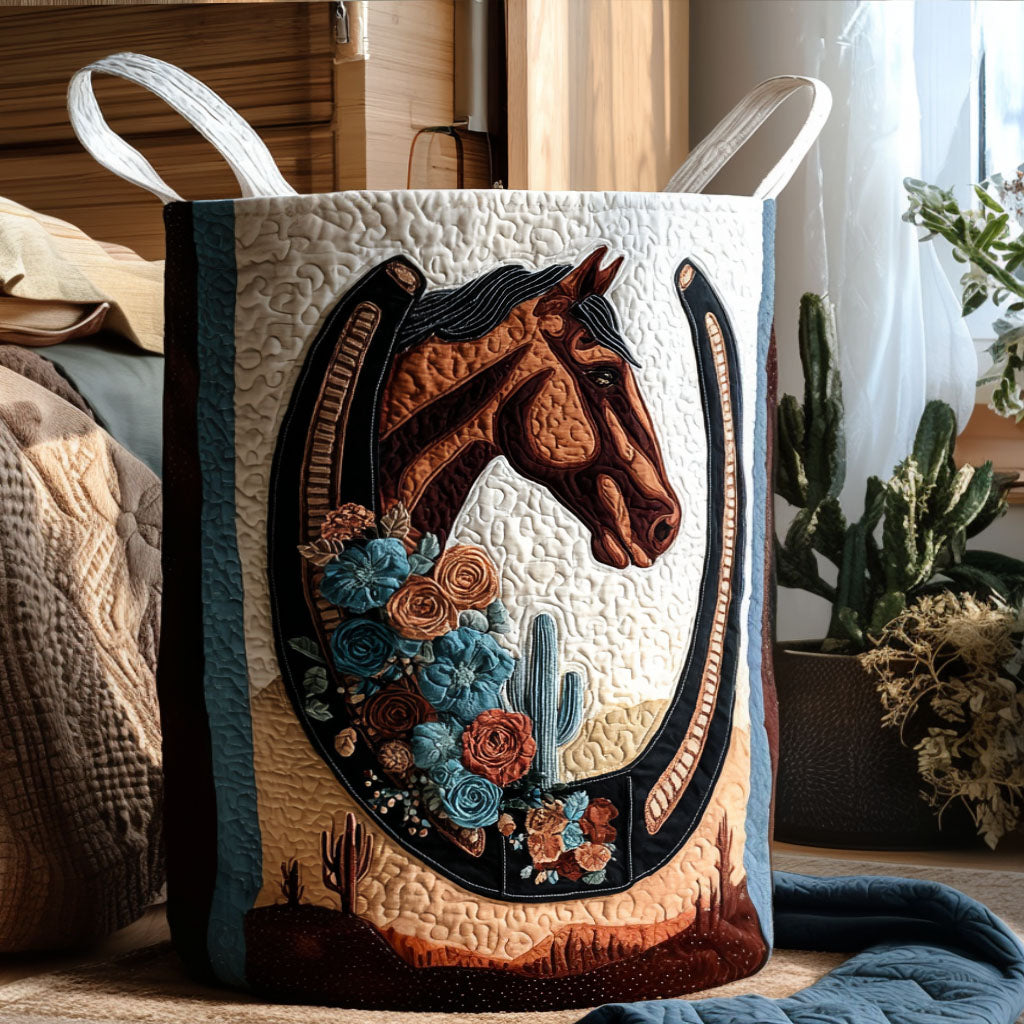 Silent Range Spirit Quilted Laundry Basket Folding Laundry Hamper Gifts For Western Lovers