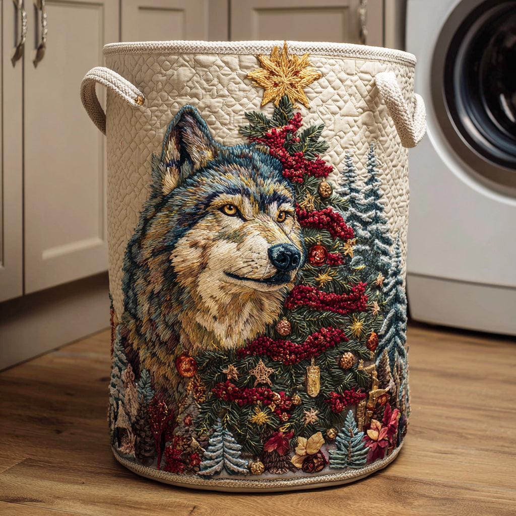 Silent Snow Howl Quilted Laundry Basket Nice Laundry Hamper Family Christmas Presents