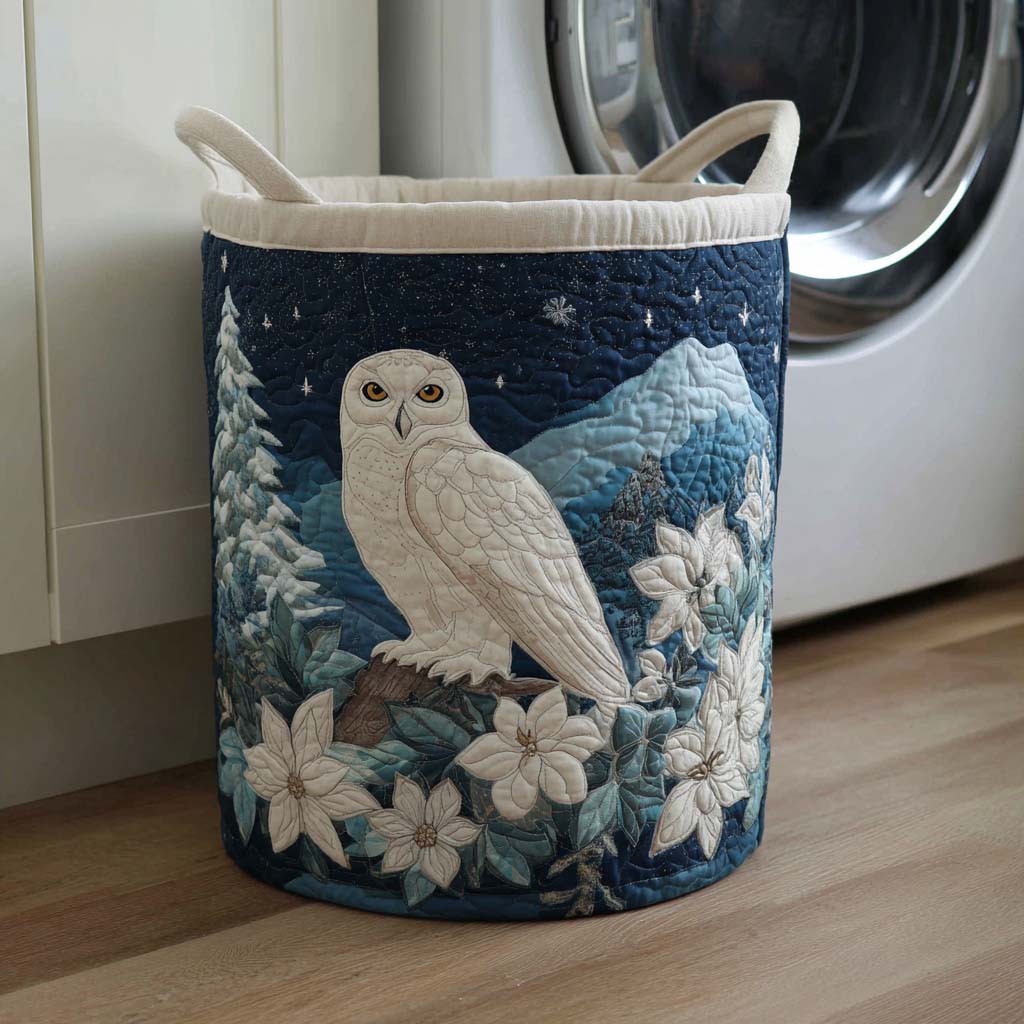 Silent Snow Quilted Laundry Basket Room Decor Best Unique Gifts For Owl Lovers