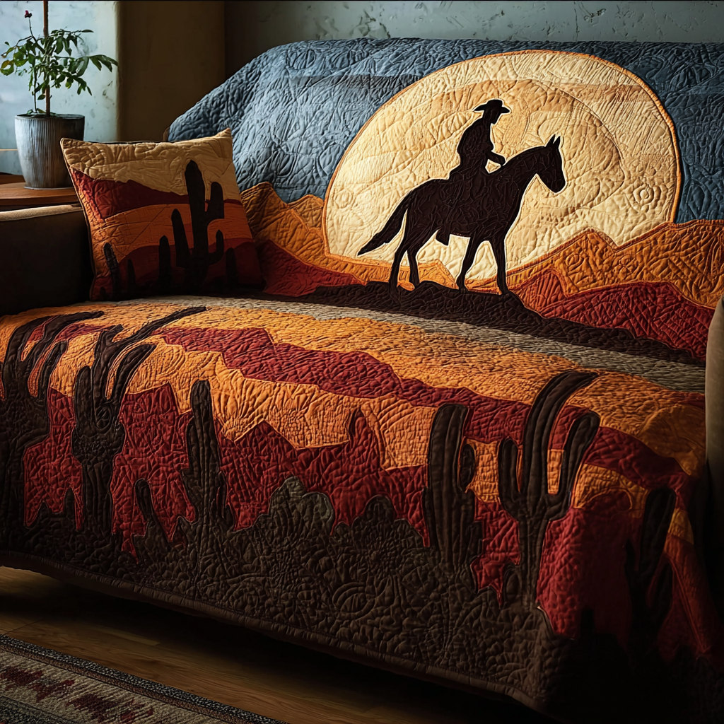 Silent Trail Quilted Sofa Cover Sofa Cover For Couch Western Christmas Gifts For Him