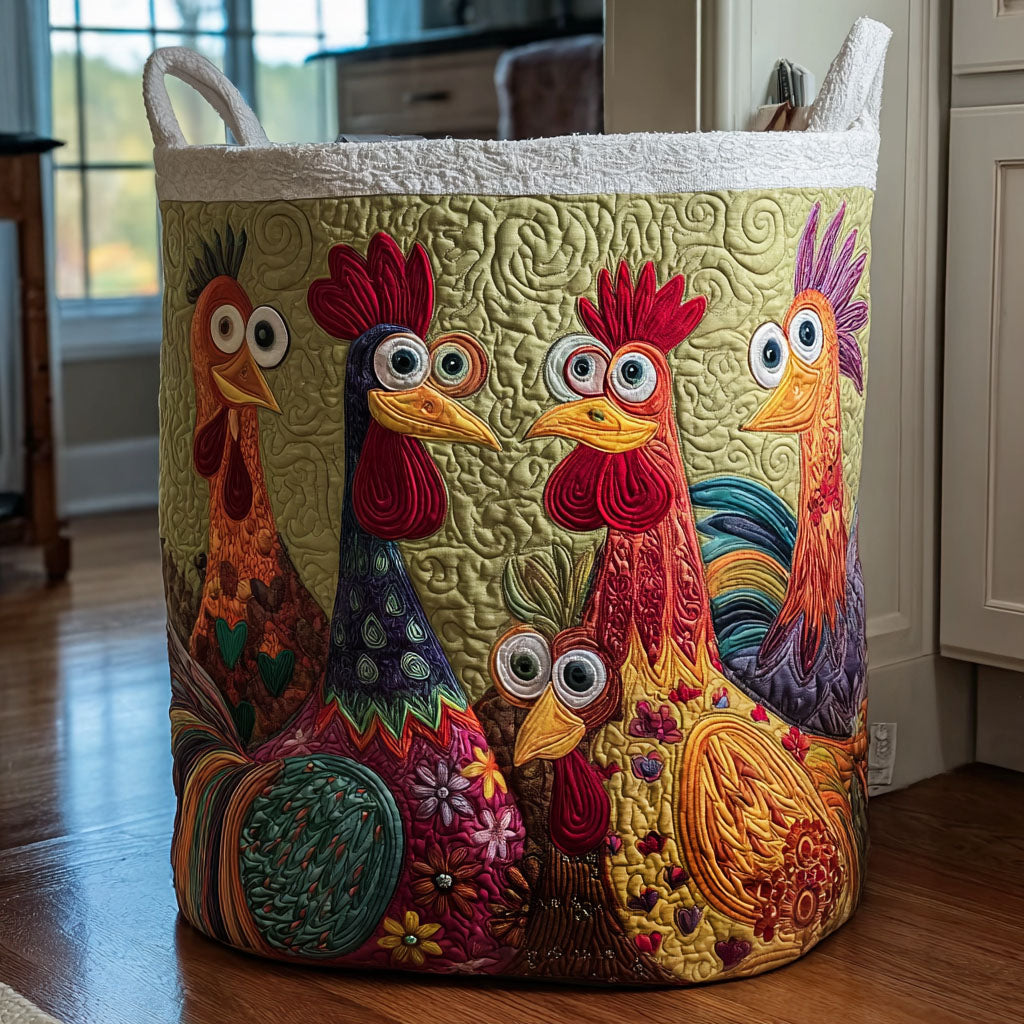 Silly Clucks Quilted Laundry Basket Modern Laundry Hamper Chicken Gifts For Him Her