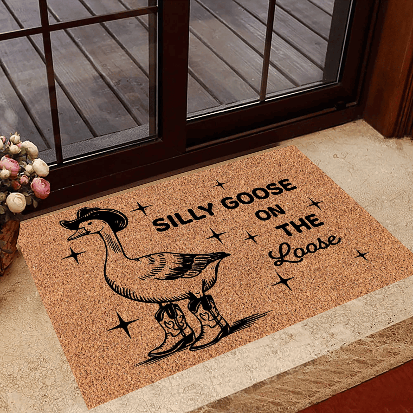Silly Goose On The Loose Doormat Funny Welcome Mat Entryway Decor Housewarming Gift
