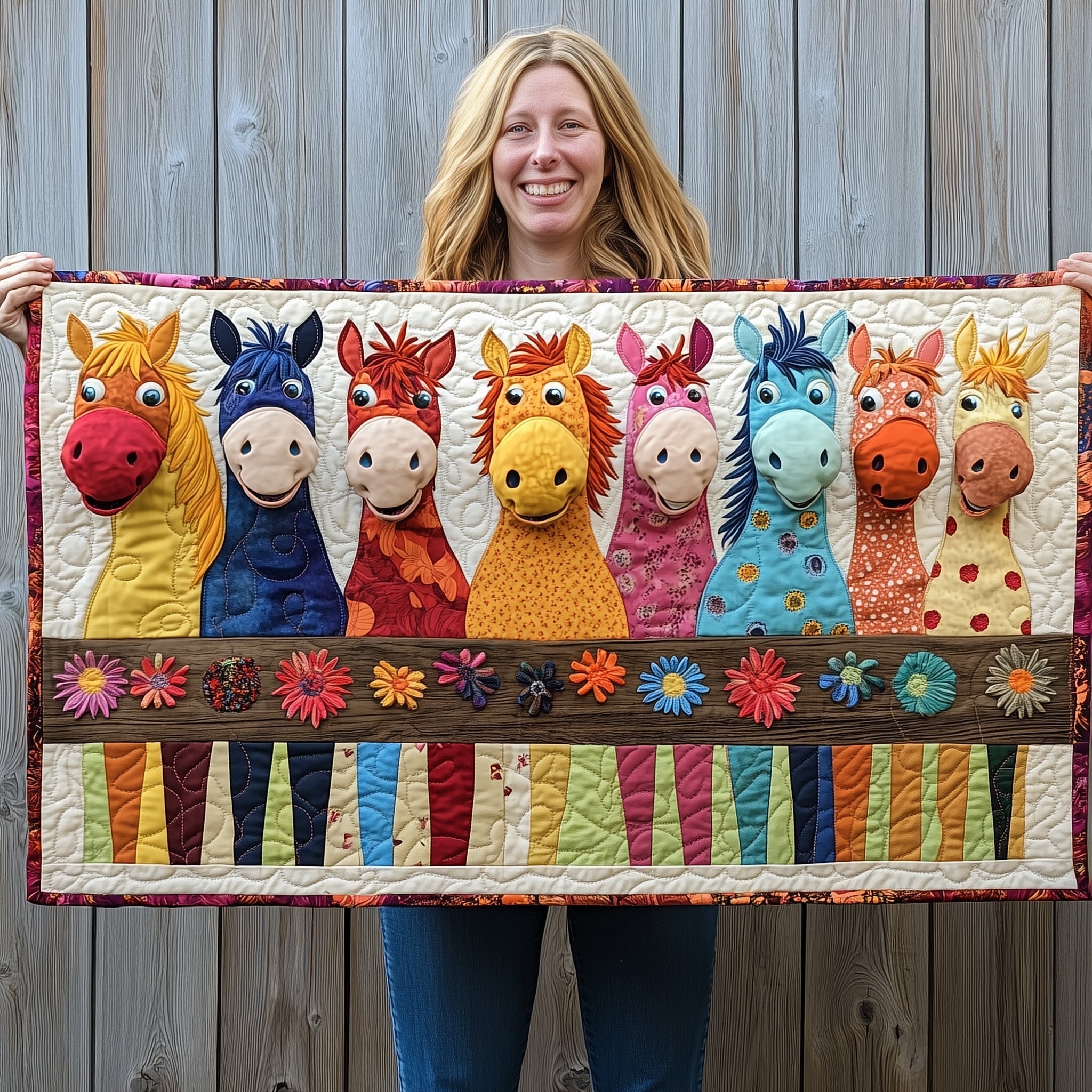 Silly Horse Quilted Table Runner Dining Room Table Toppers Gifts For Someone Who Likes Horses