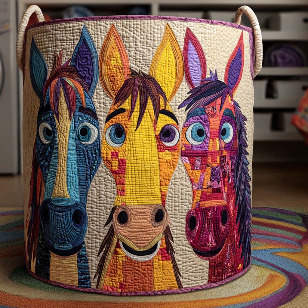 Silly Stallions Quilted Laundry Basket Best Hampers Cat Lover Gifts For Men