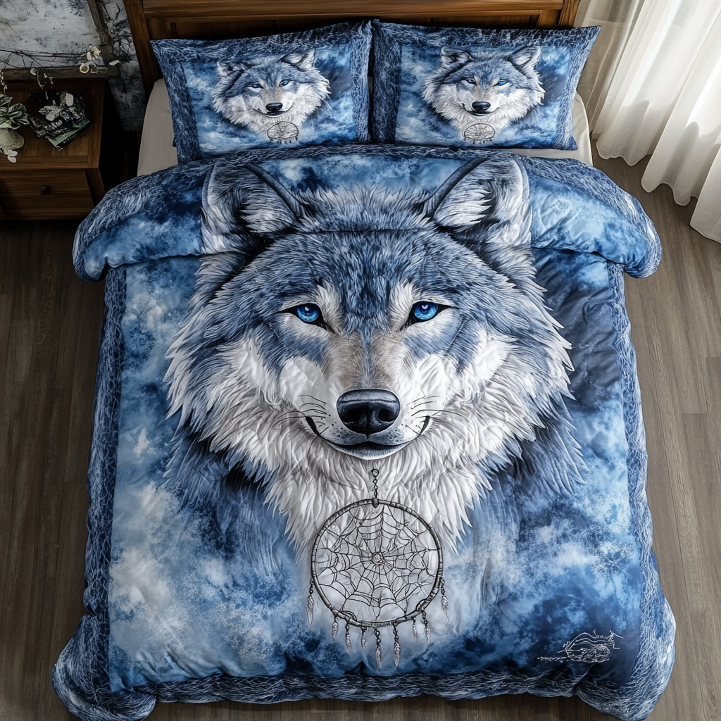 Silver Wolf Quilted Bedding Set Best Comforter Sets Fathers Day Gifts For Husband