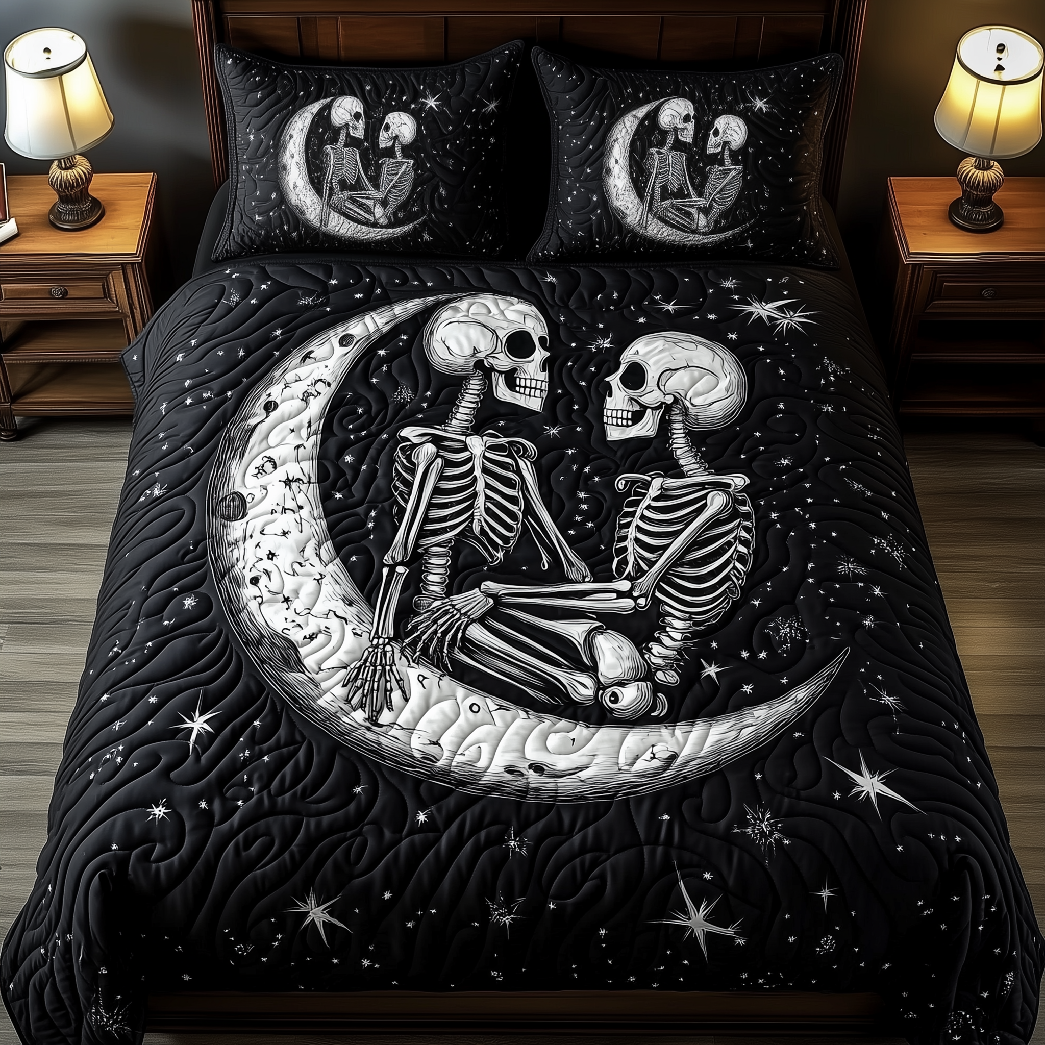 Skull Couple Quilted Bedding Set Bedding Ideas Cool Skull Gifts