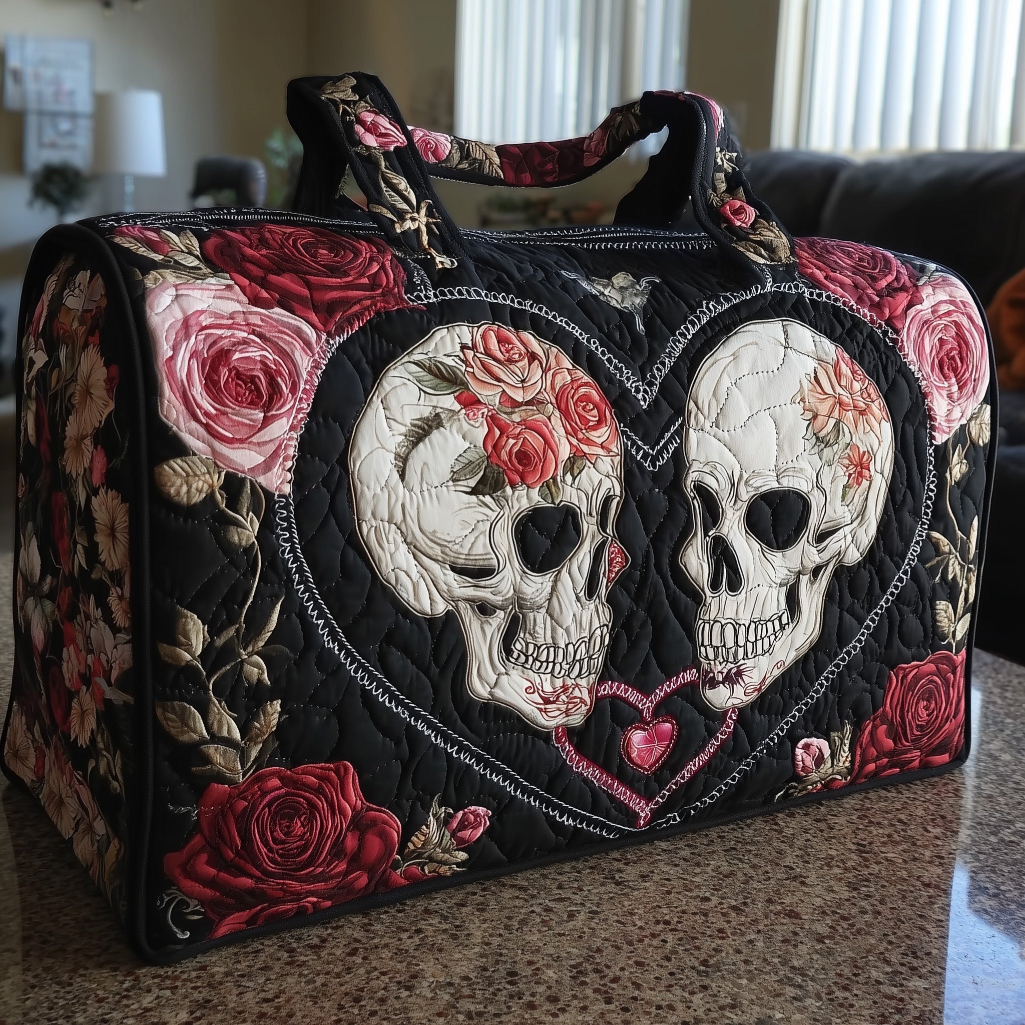 Skull Couple Quilted Duffle Bag Travel Duffel Gifts To Get Your Mother