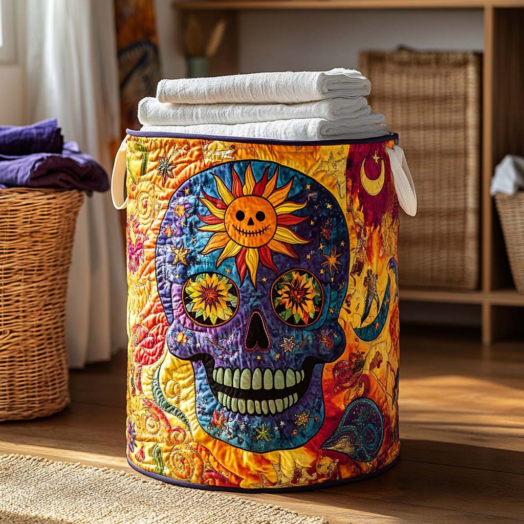 Skull Fiesta Quilted Laundry Basket Clothes Basket Storage Cool Housewarming Presents