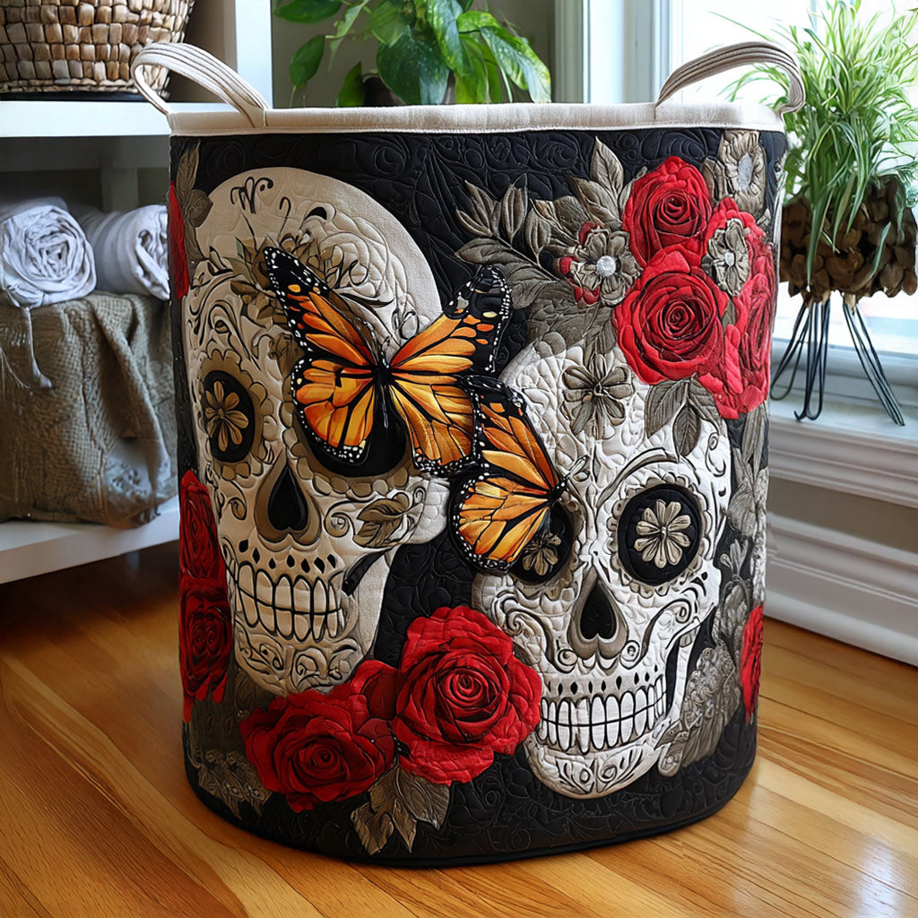 Skull Fiesta Quilted Laundry Basket Clothes Hamper Day Of The Dead Gift Ideas