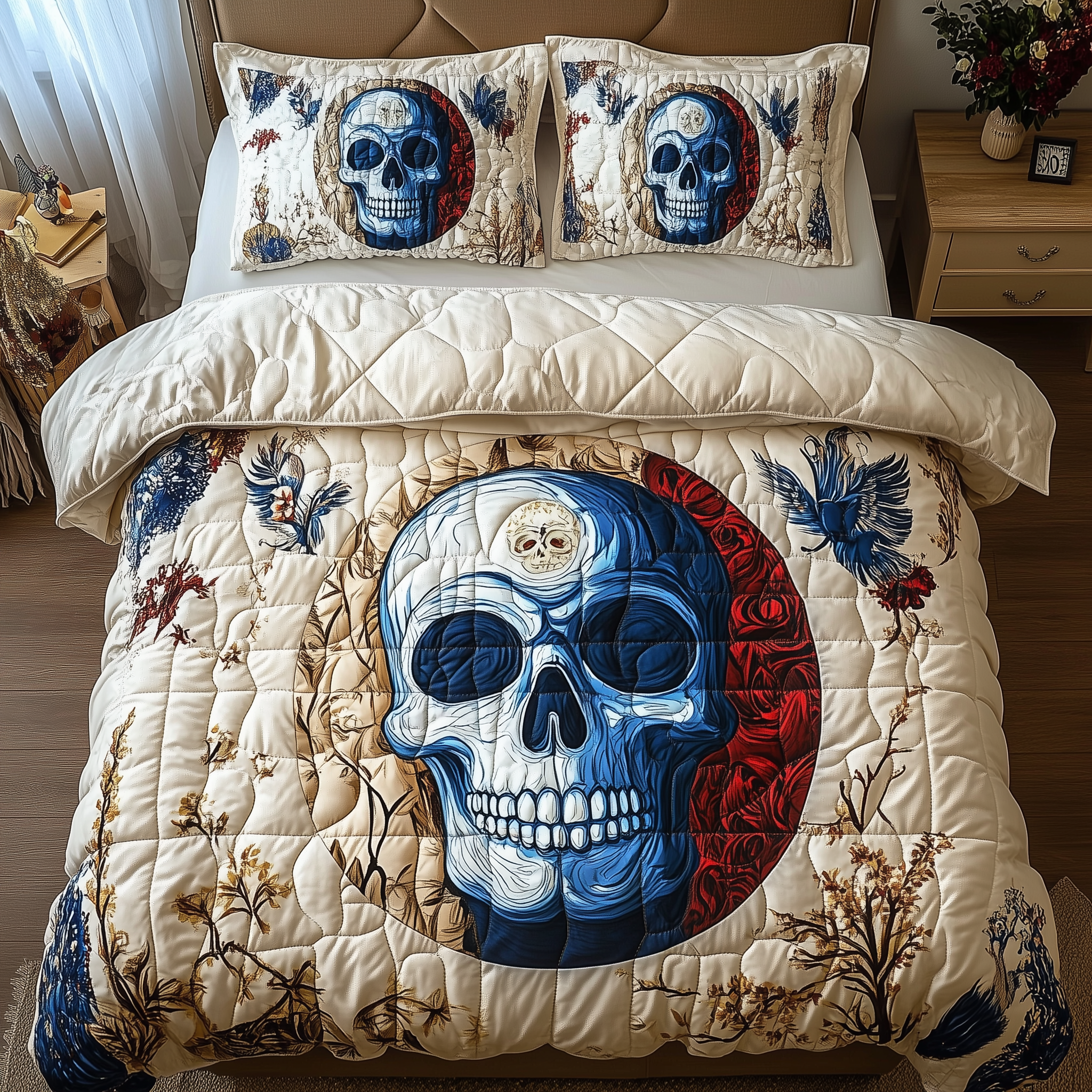 Skull Quilted Bedding Set Best Bedsheets Cute Skull Gifts