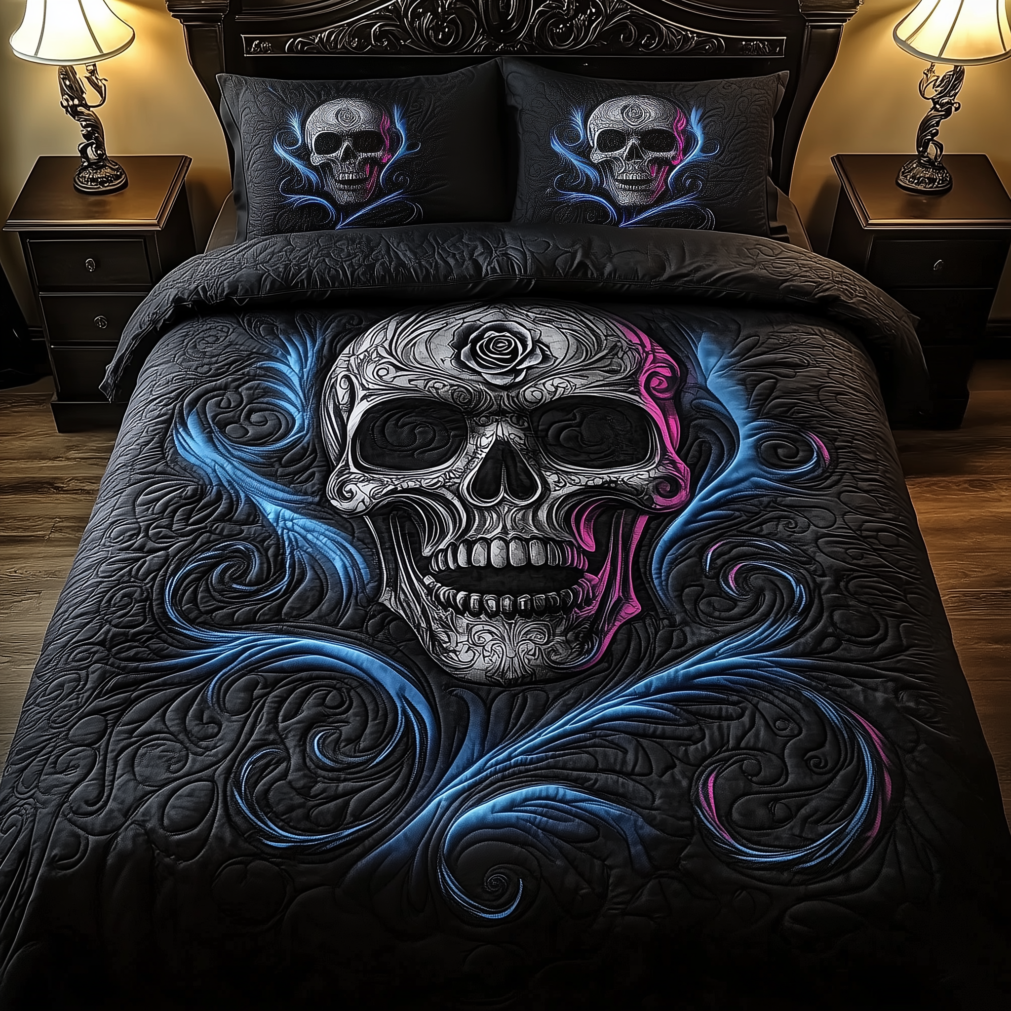 Skulll Quilted Bedding Set Best Sheet Sets Skull Related Gifts