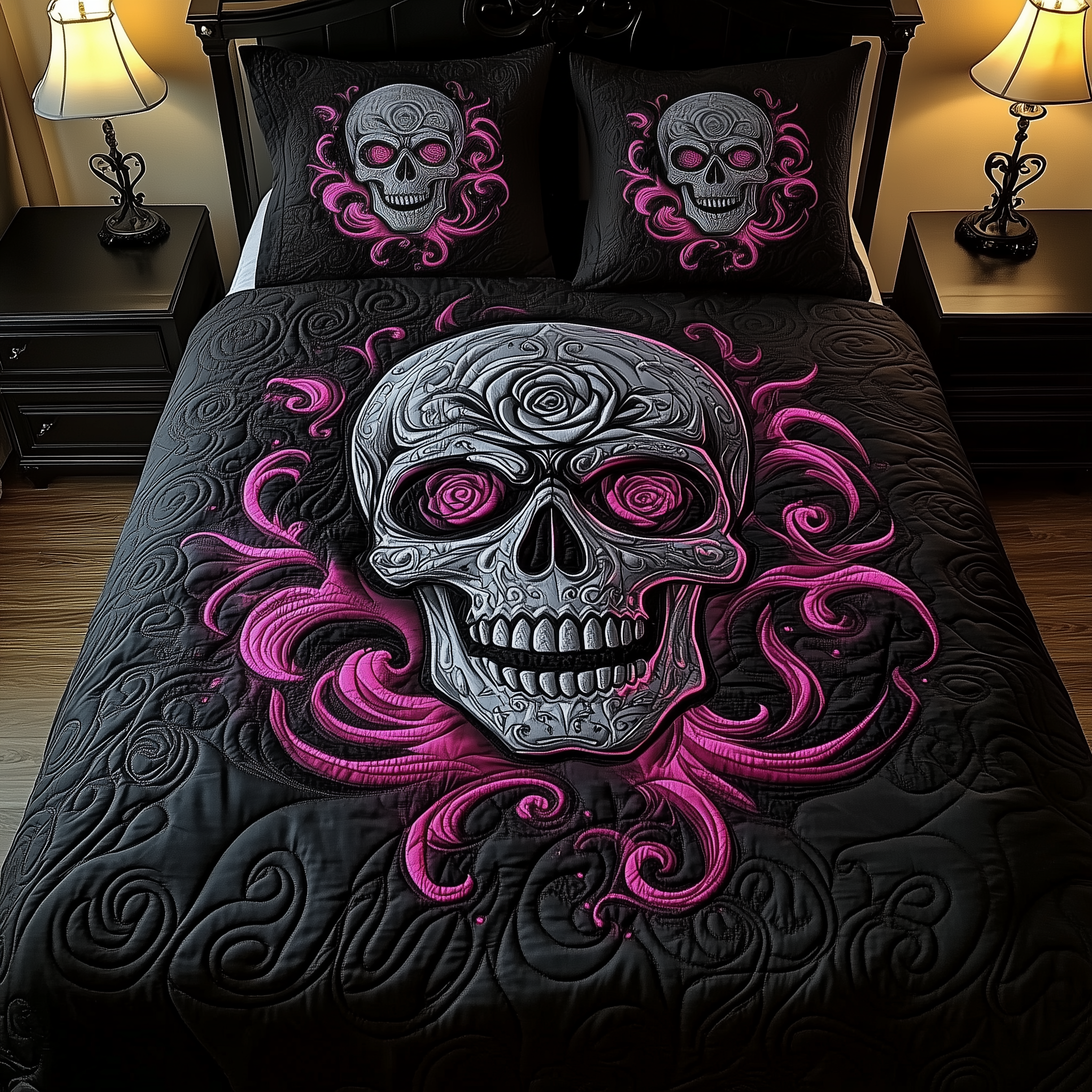 Skulll Quilted Bedding Set Cozy Bedroom Ideas Skull Christmas Gifts