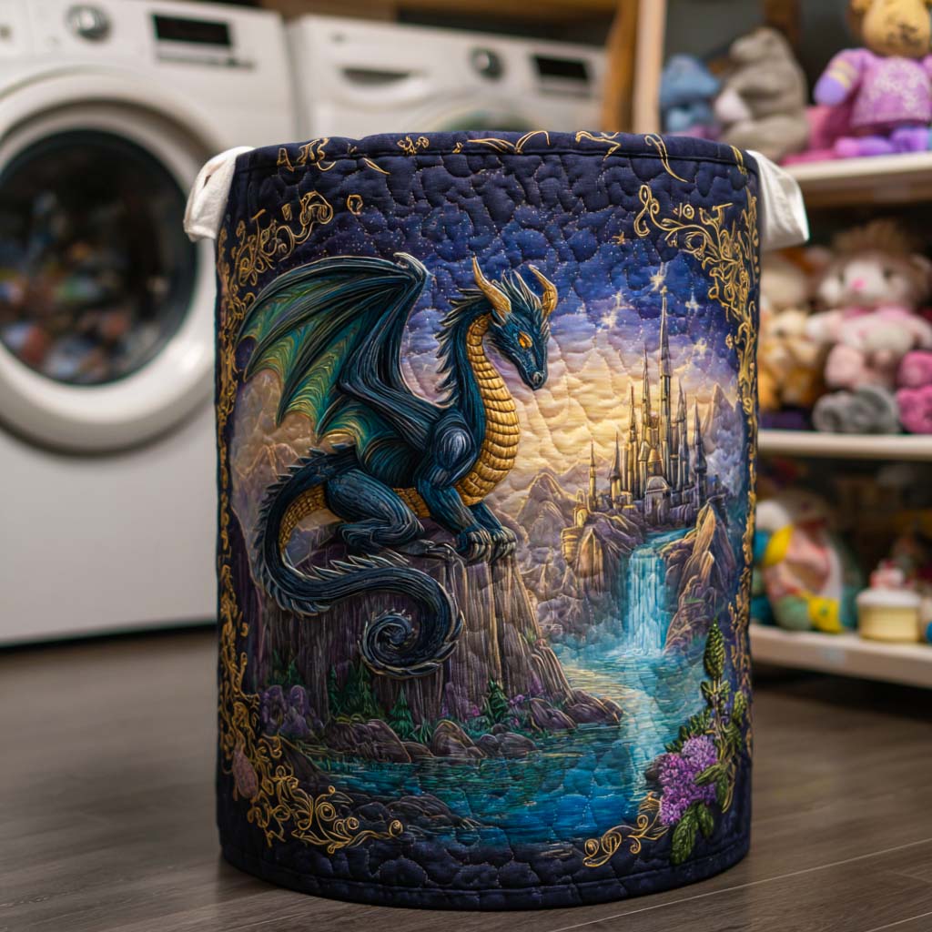Sky Serpent Quilted Laundry Basket Foldable Laundry Hamper Items Stuff For DragonLovers