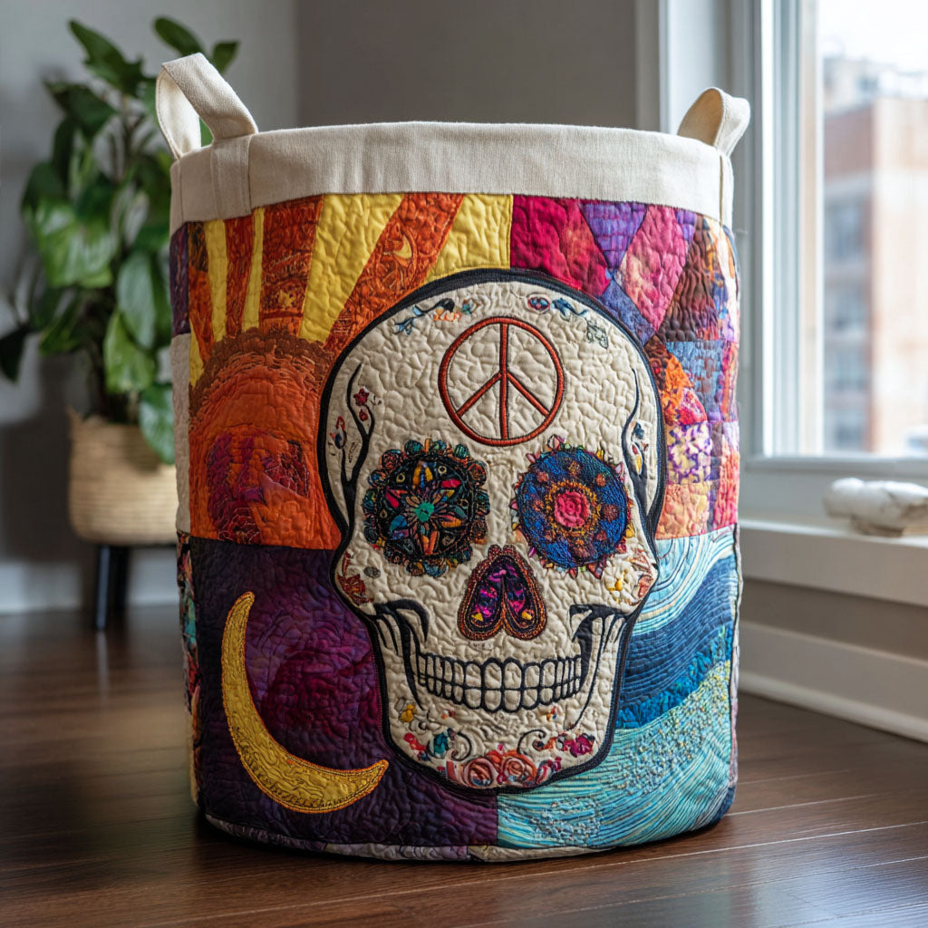 Smiling Bones Quilted Laundry Basket Good Laundry Baskets Day Of The Dead Merchandise