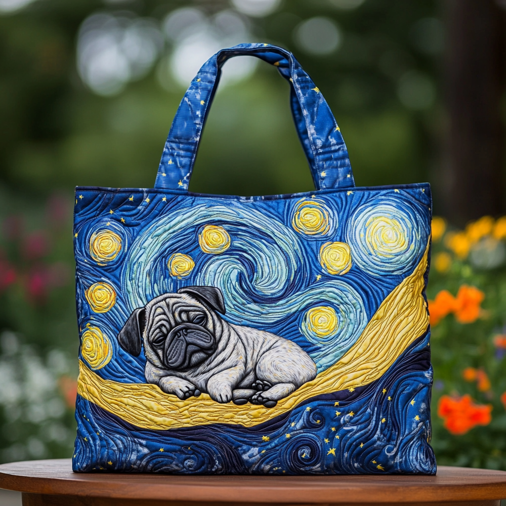 Smiling Pug Quilted Tote Bag Best Tote Bags For Women Mother's Day Gift Ideas