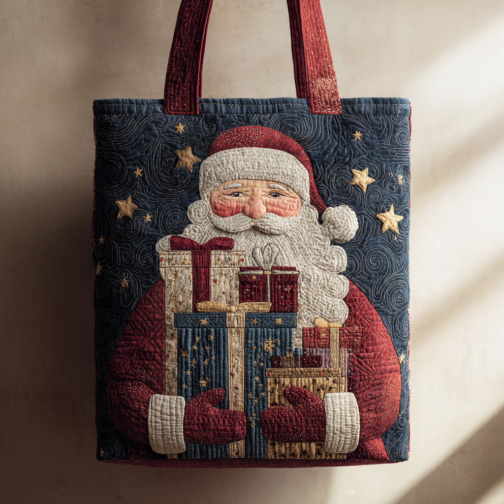 Smiling Santa Claus Quilted Tote Bag Good Shoulder Bags Xmas Gift Ideas For Her
