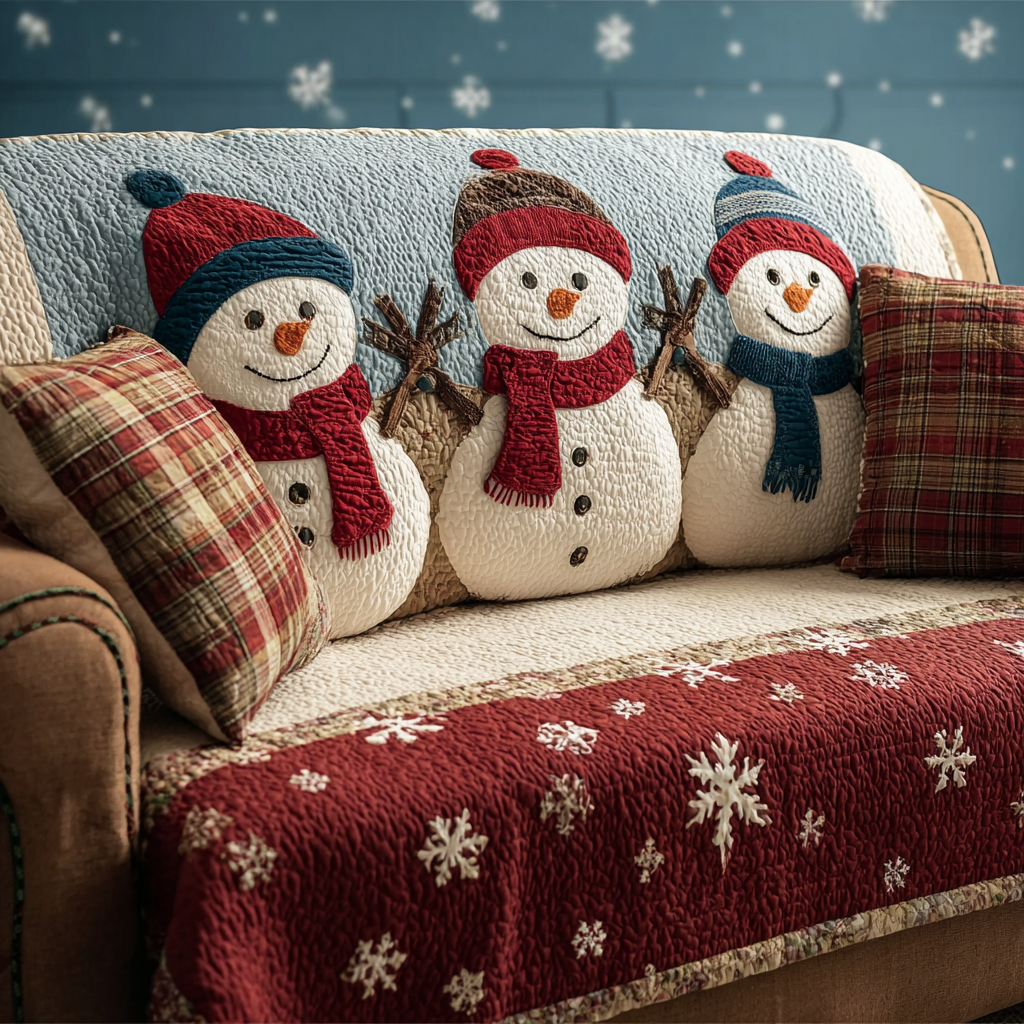 Smiling Snowman Quilted Sofa Cover Best Sofa Covers Best Christmas Gifts For Men