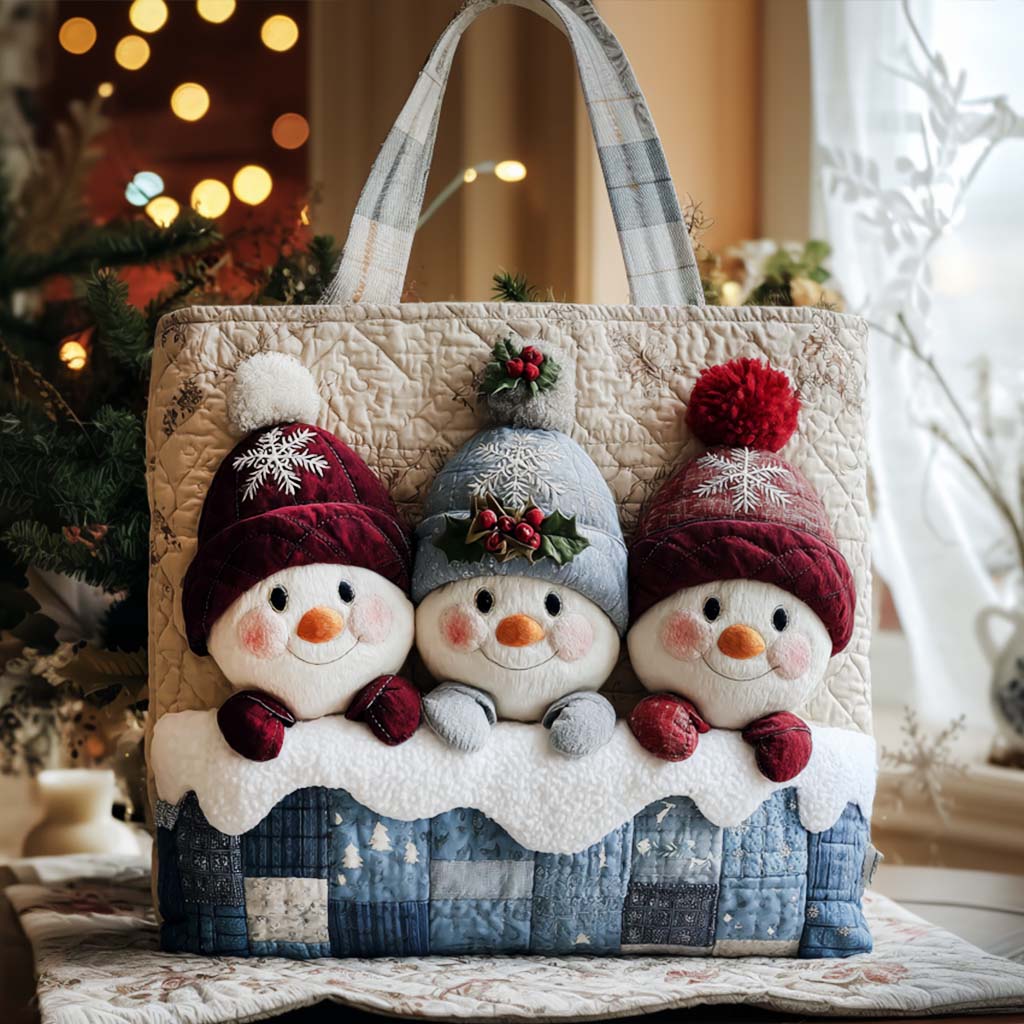 Snow Delight Quilted Tote Bag Patchwork Tote Bag Great Christmas Gifts For Wife