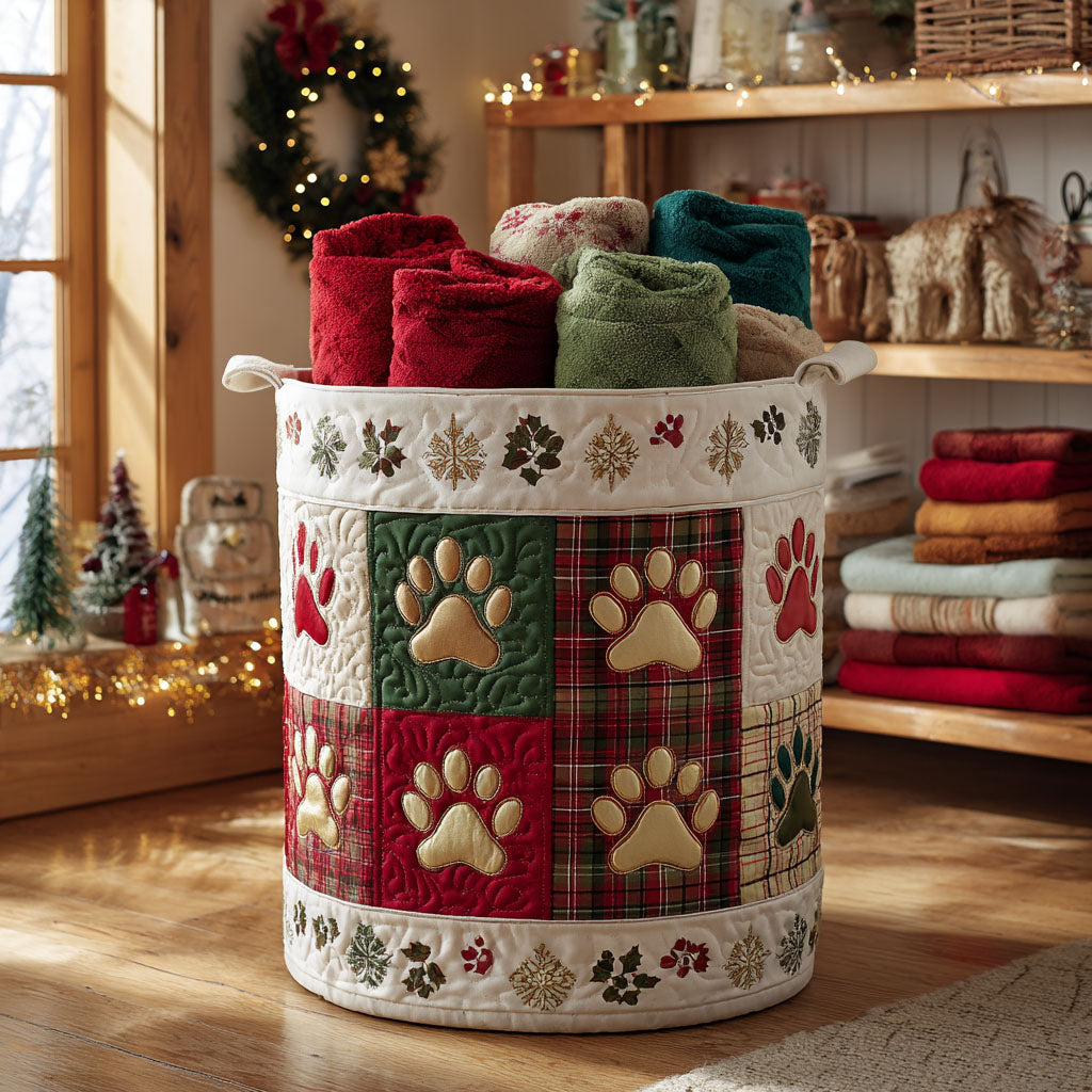 Snowberry Paw Cottage Quilted Laundry Basket Good Laundry Baskets Presents For Cat People