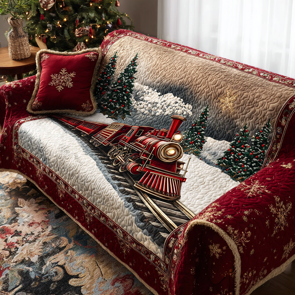 Snowbound Magic Quilted Sofa Cover Christmas Couch Covers Christmas Presents