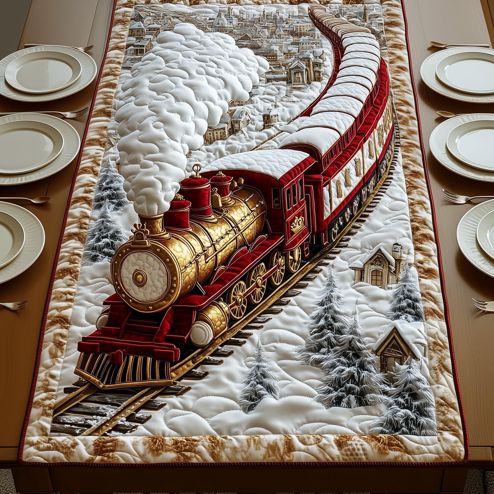 Snowbound Majesty Quilted Table Runner Dining Table Decor Ideas Thoughtful Mothers Day Gifts