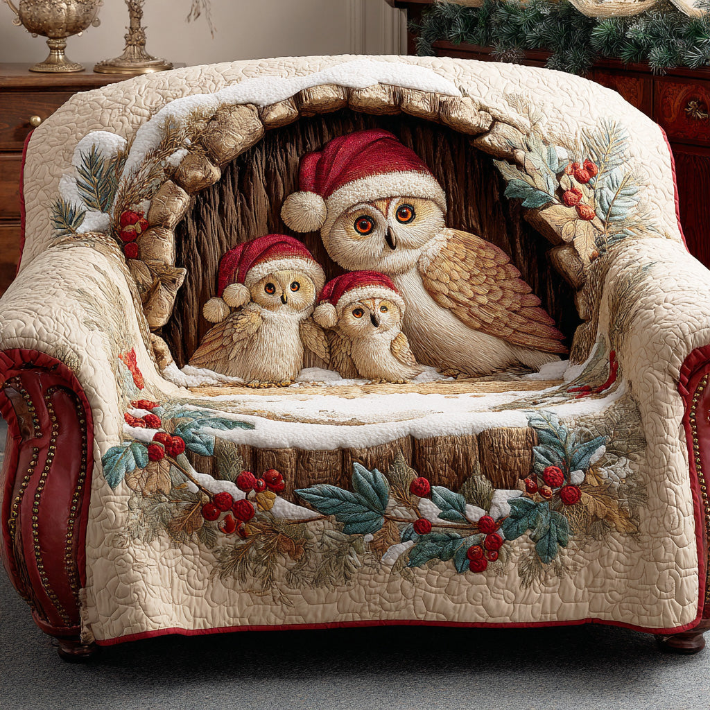 Snowbound Watcher Quilted Sofa Cover Couch Cushion Covers Owl Gifts For Women