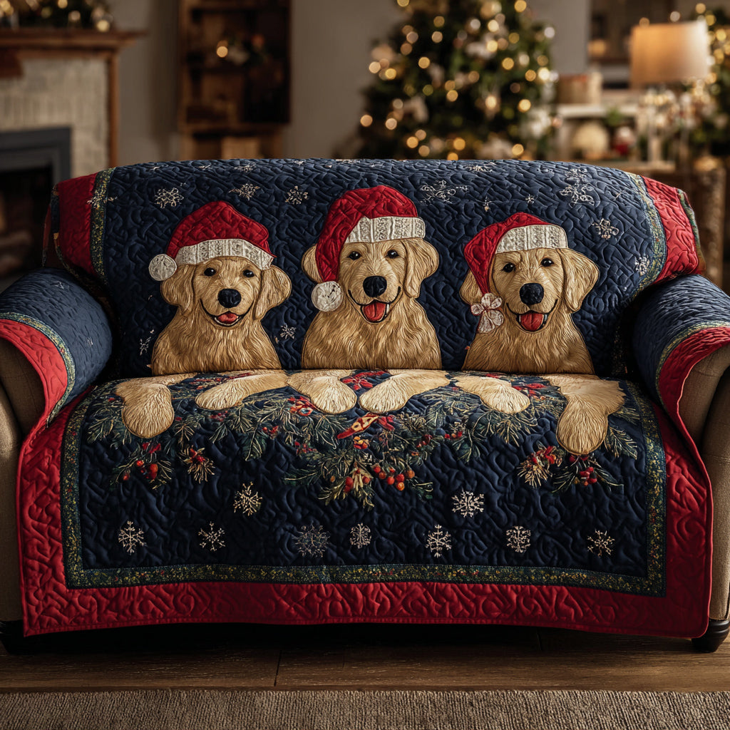 Snowflake Golden Retriever Quilted Sofa Cover Slipcover Sofa Golden Retriever Gifts For Owners