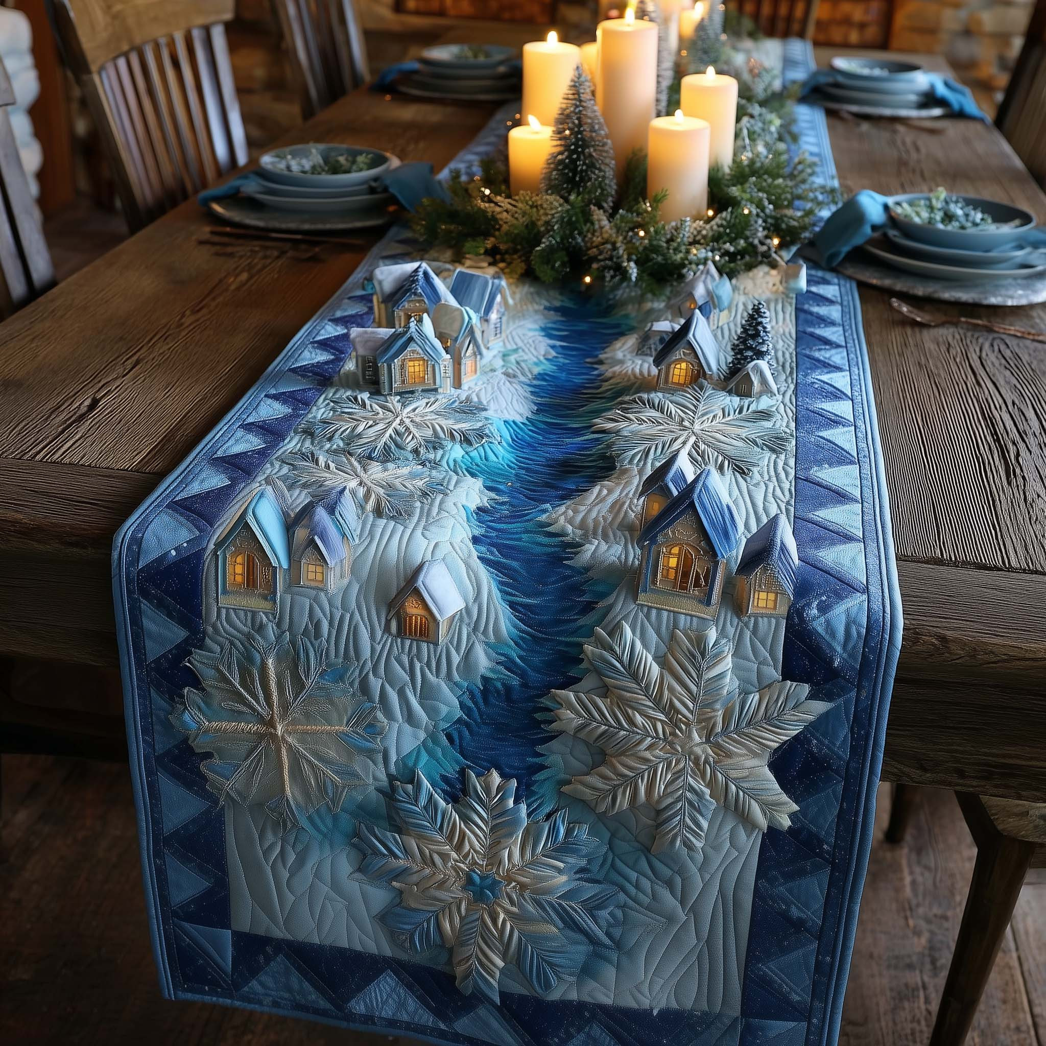 Snowflake Quilted Table Runner Christmas Table Runner Decor Gifts To Get Your Mother In Law For Christmas