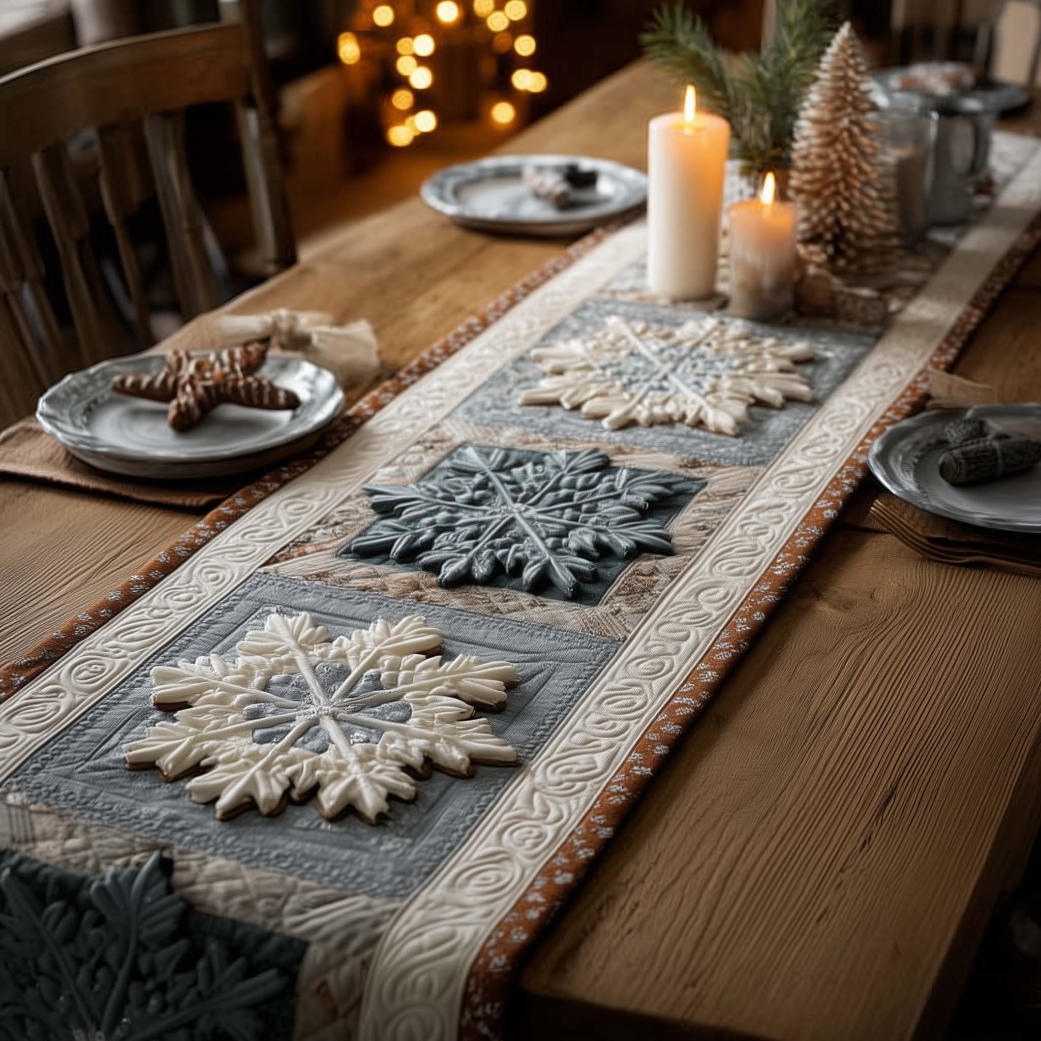 Snowflake Quilted Table Runner Holiday Table Runners Family Xmas Present Ideas