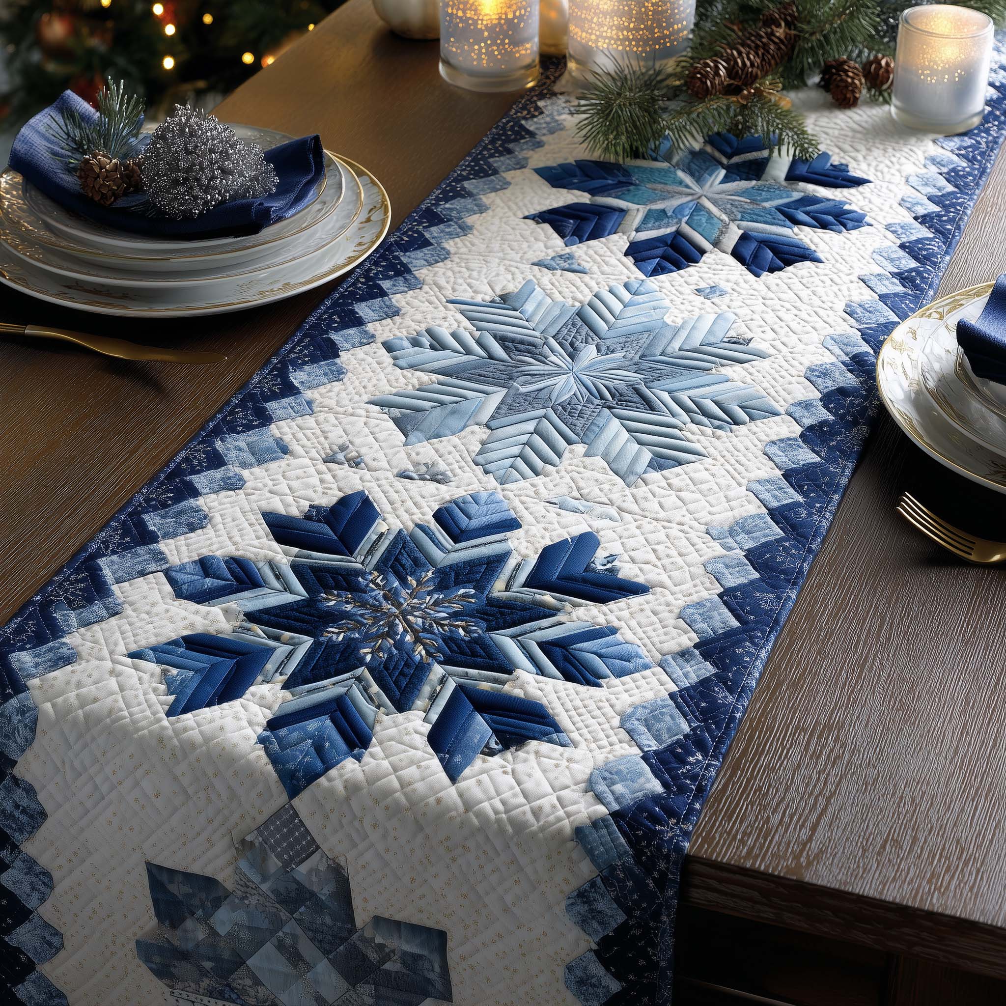 Snowflake Quilted Table Runner Holiday Table Runners Ideas For Christmas Family Gifts
