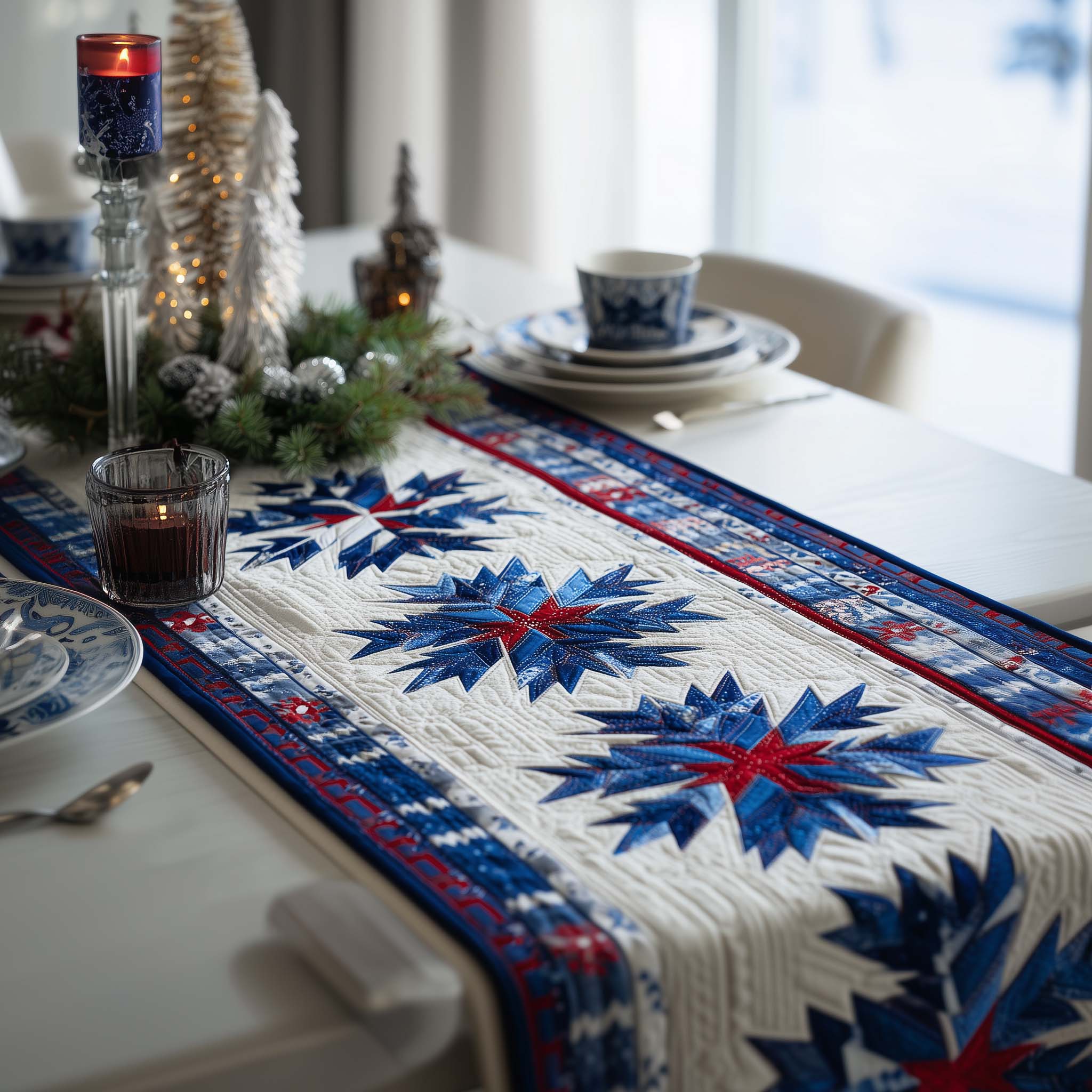 Snowflake Quilted Table Runner Holiday Themed Table Runners Ideas For Christmas Family Gifts